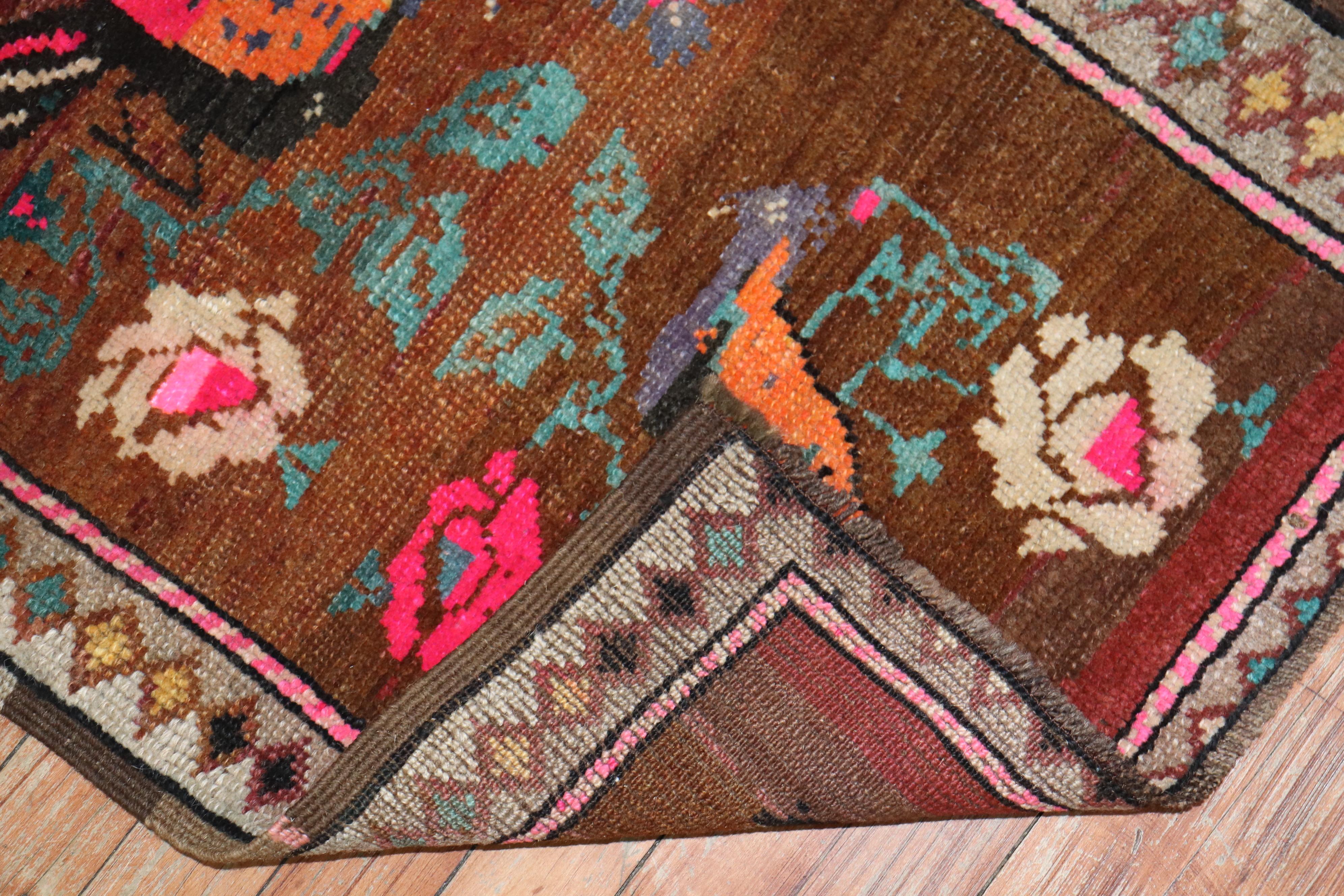 Hand-Knotted Pictorial Vintage Turkish Pigeon Rug For Sale