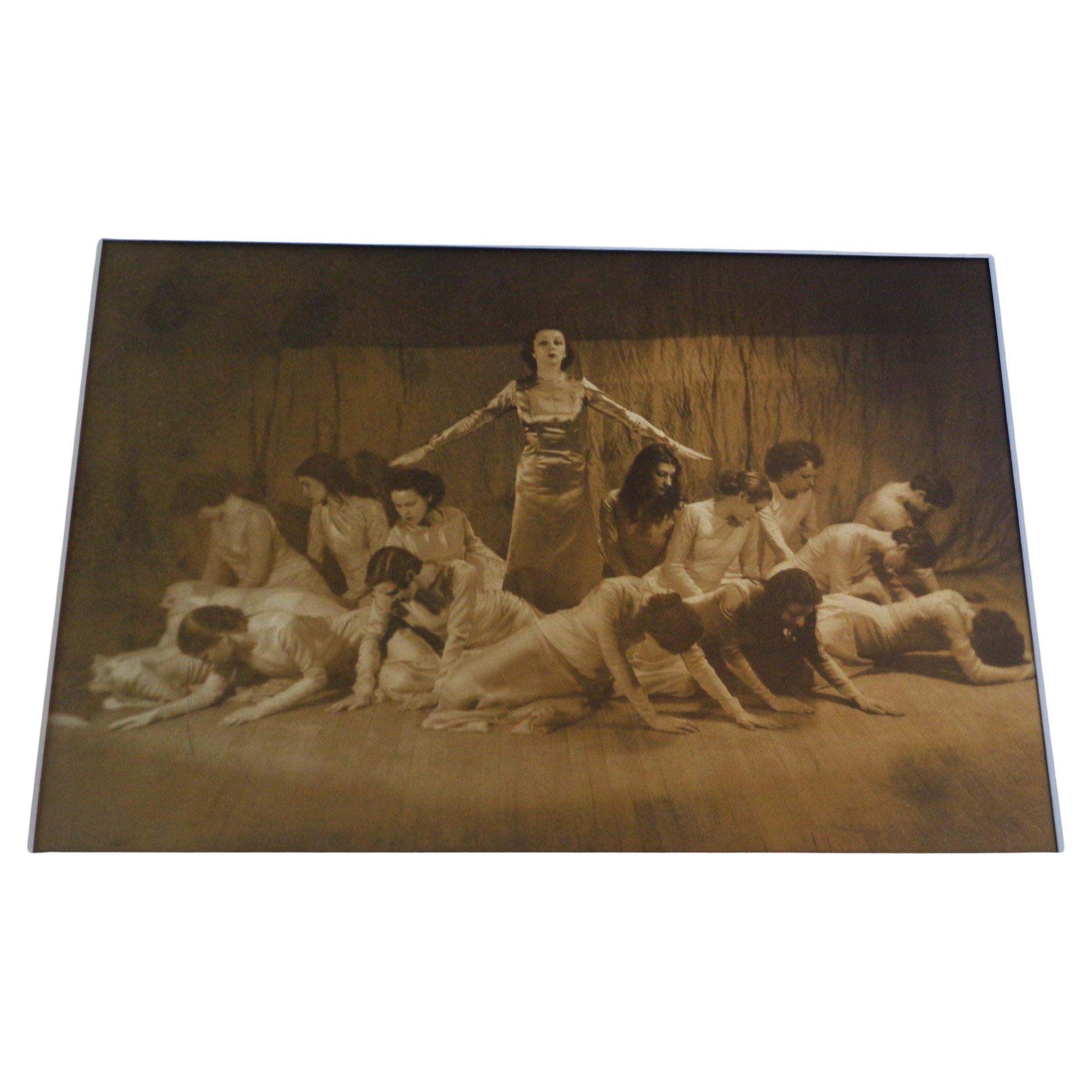 Early 20th Century Pictorialist Sepia Tone Gelatin Silver Print Photograph Avant Garde Dance Troup For Sale