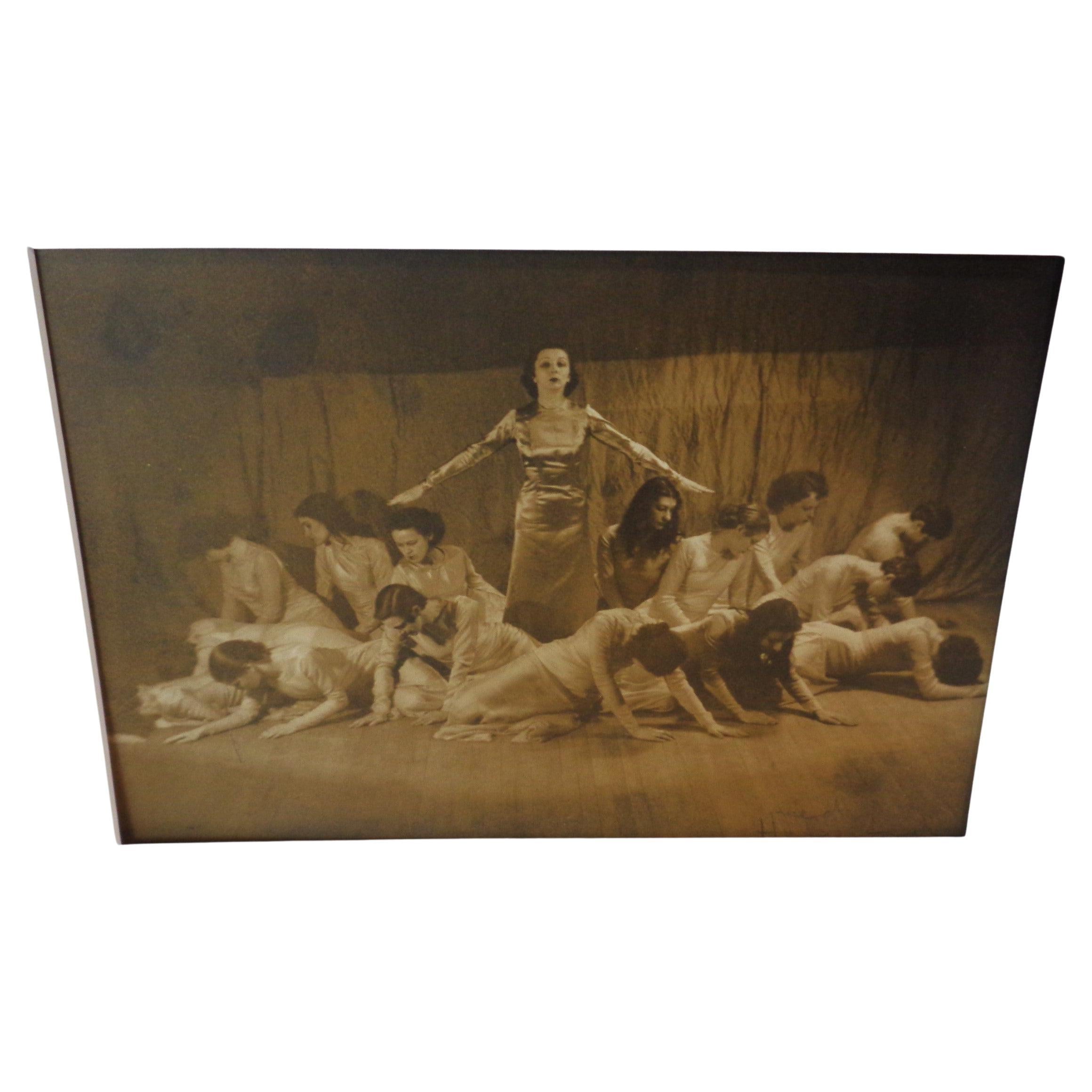 Pictorialist Sepia Tone Gelatin Silver Print Photograph Avant Garde Dance Troup For Sale