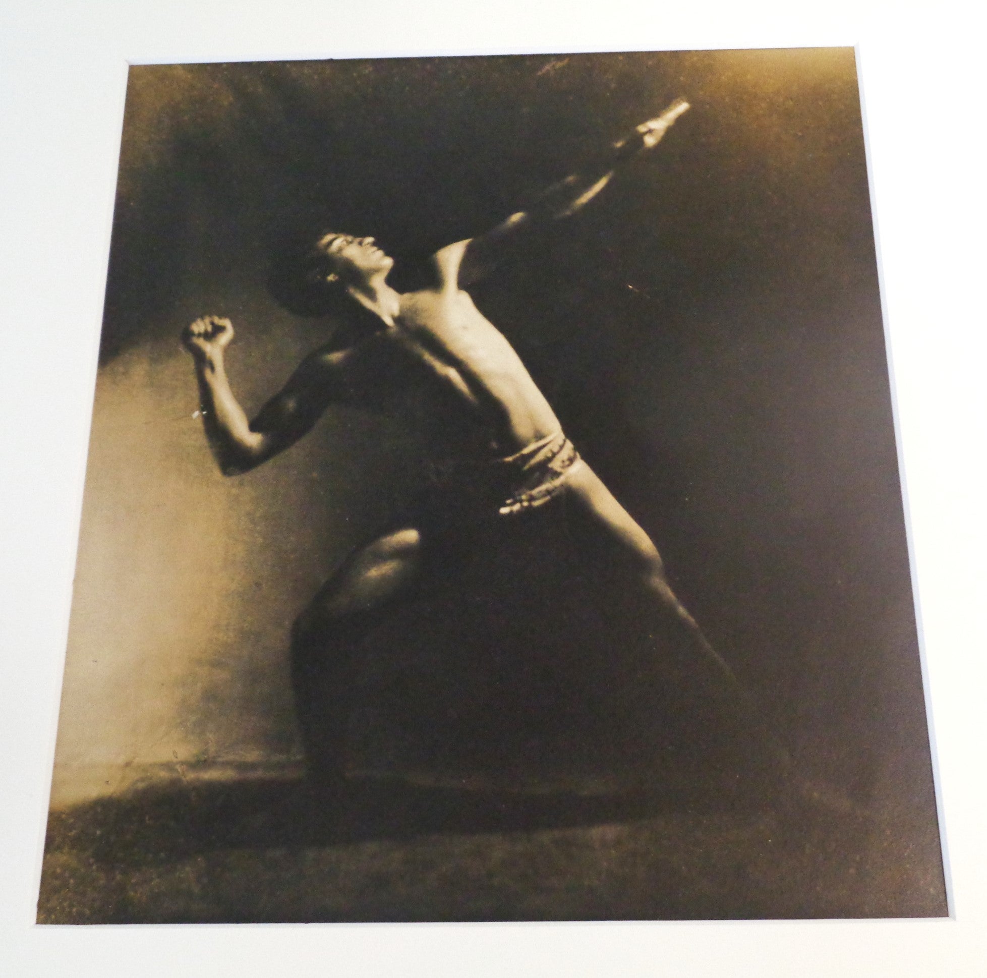 American Pictorialist Sepia Tone Gelatin Silver Print Photograph Male Nude, 1900-1910 For Sale