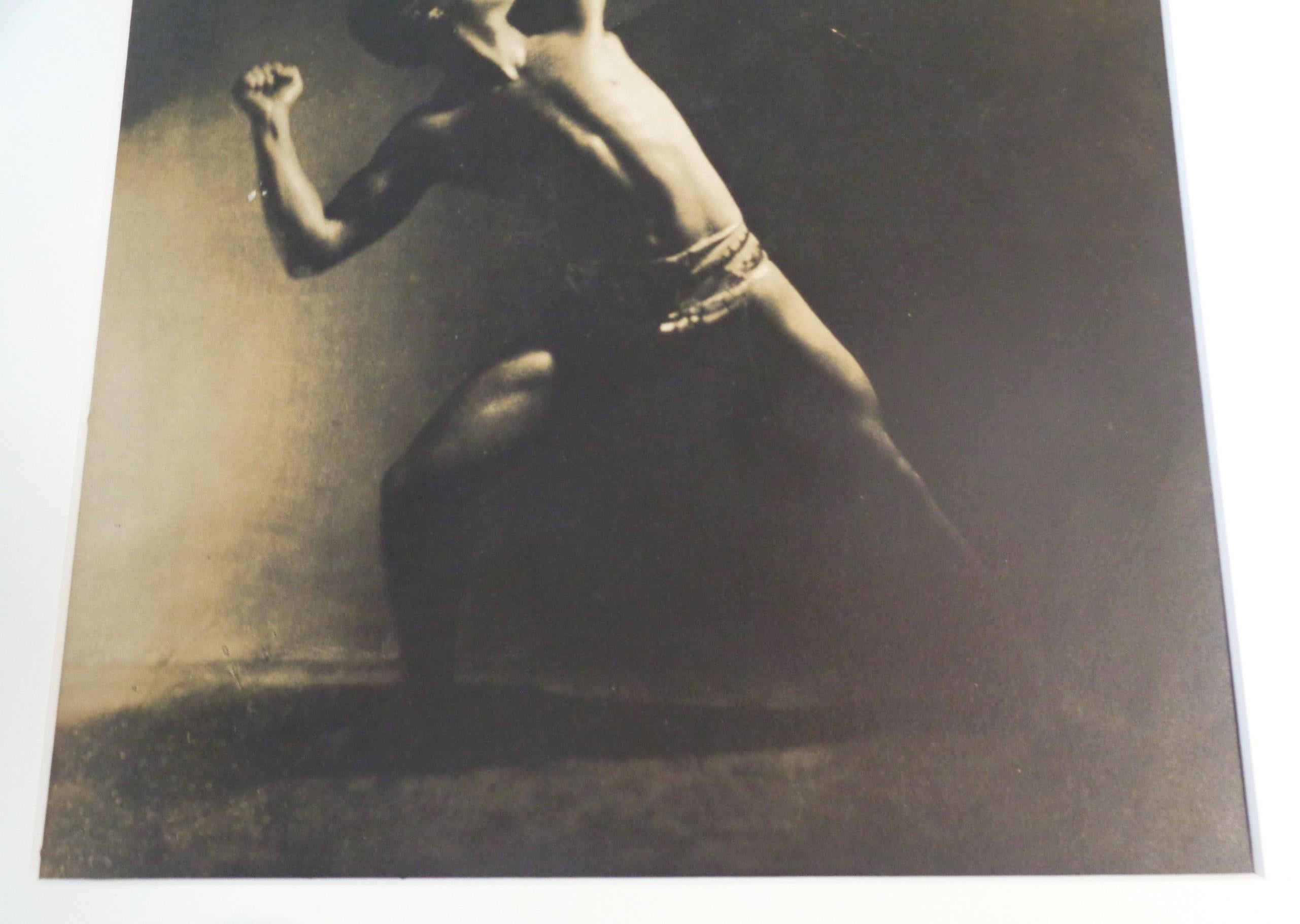 Early 20th Century Pictorialist Sepia Tone Gelatin Silver Print Photograph Male Nude, 1900-1910 For Sale