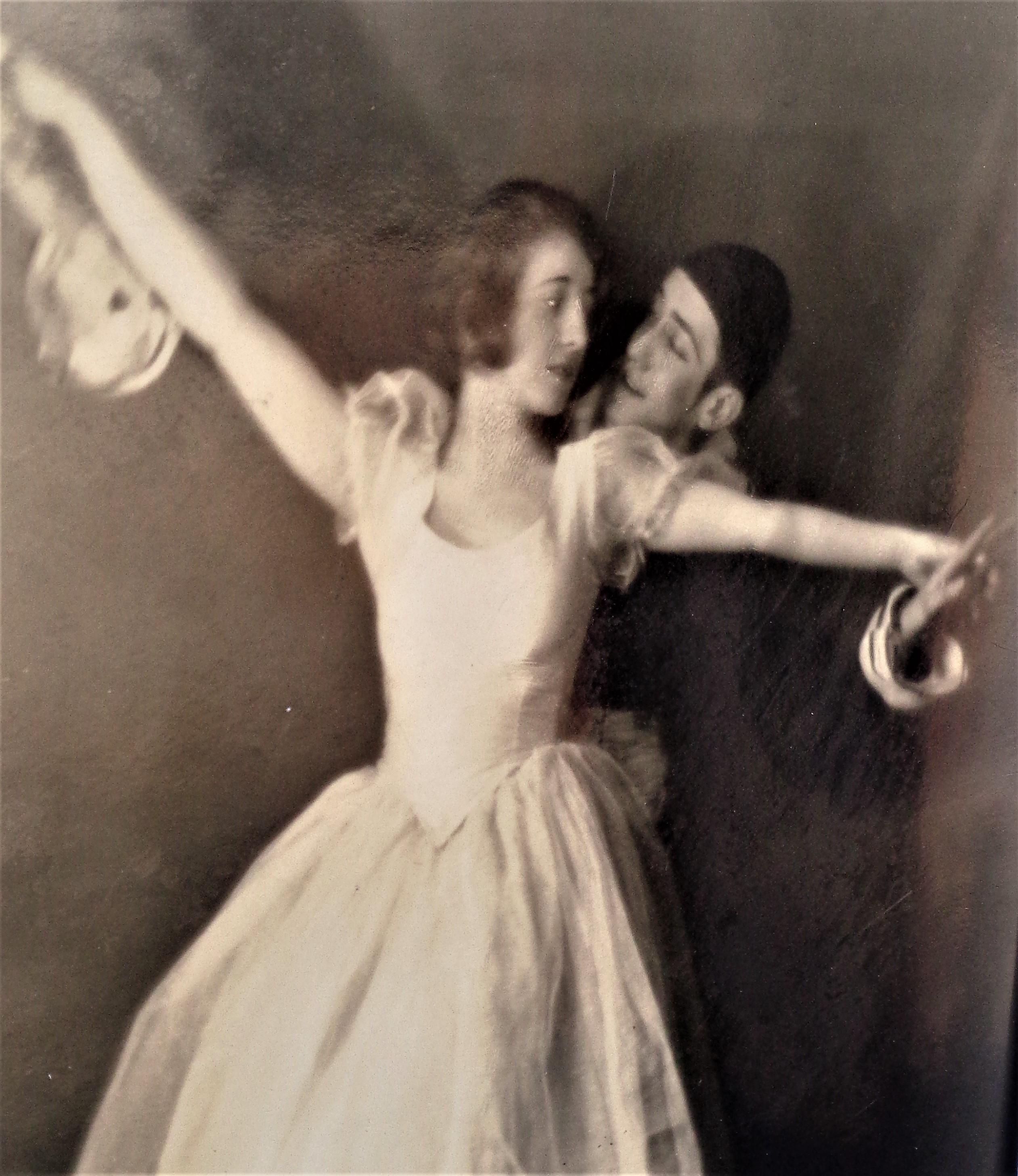 Hand-Crafted Pictorialist Sepia Tone Gelatin Silver Print Photograph Ballet Dancers, 1910 For Sale