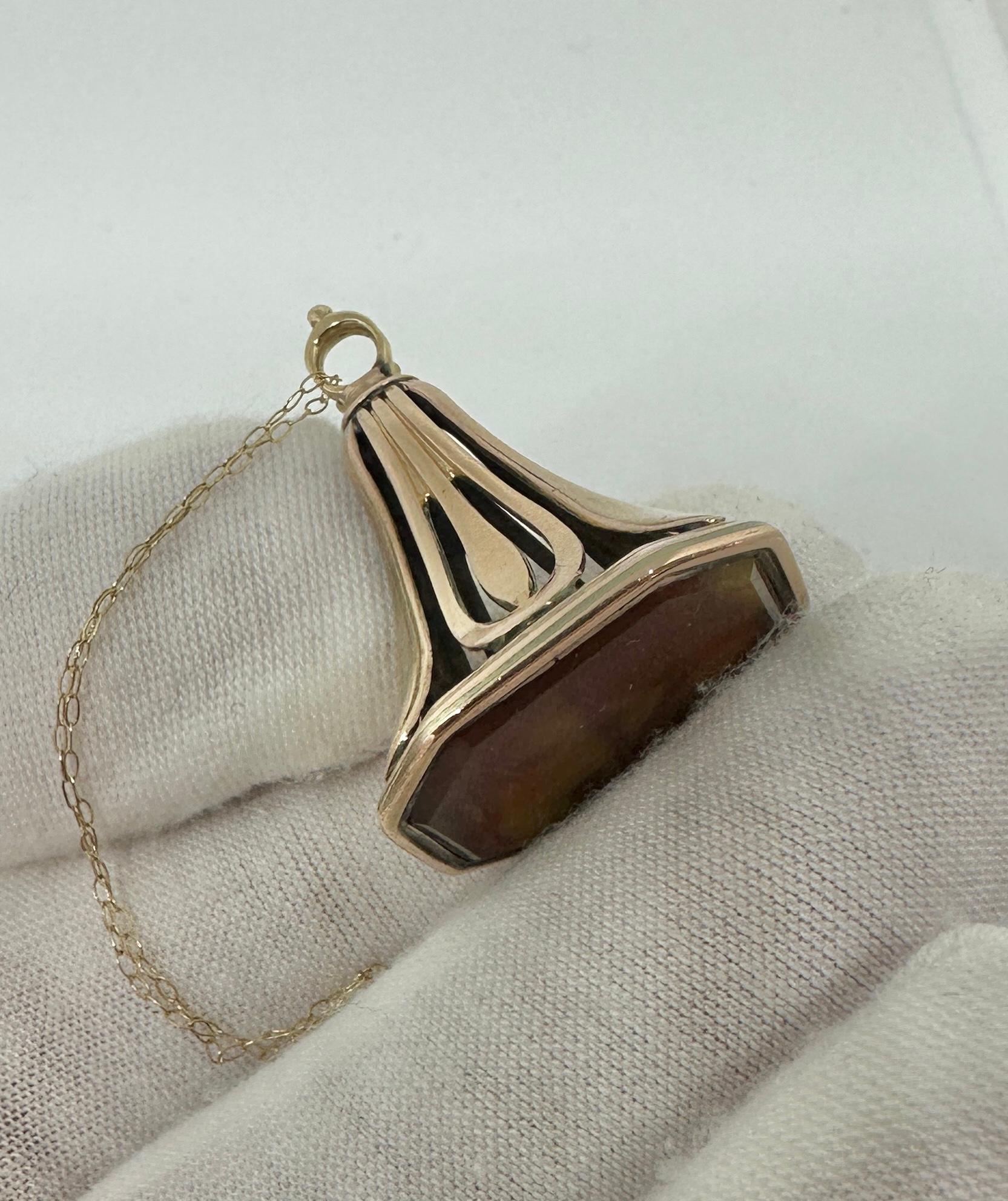 Picture Agate Large Fob Seal Pendant Charm Victorian Gold 1 1/4 Inches in vendita 2