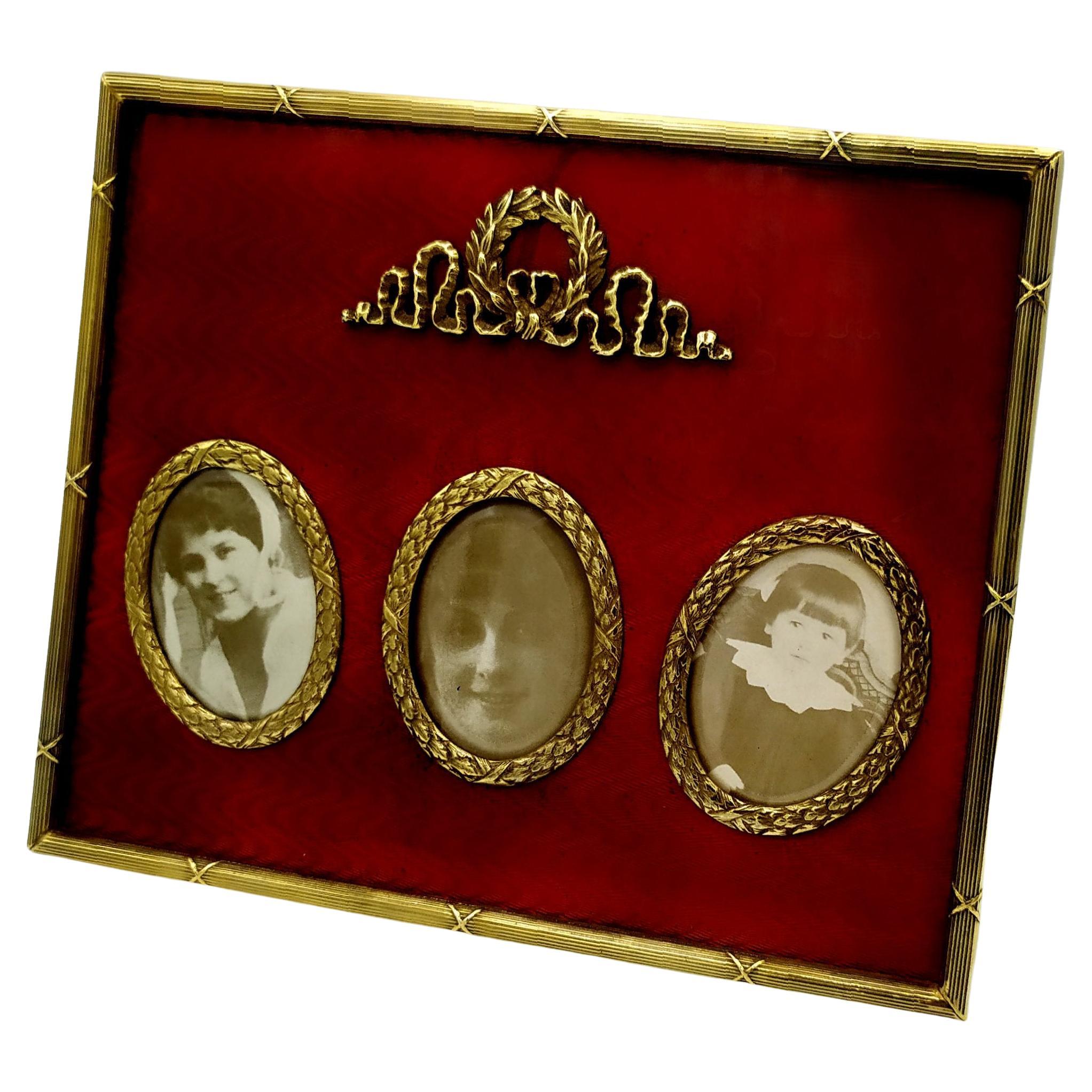 Picture Frame 3 oval photos French Empire Napoleon III style Salimbeni