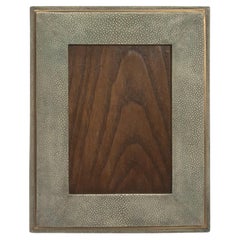 Bilderrahmen 5x7 in grauem Chagrinleder mit Messingintarsien von R&Y Augousti