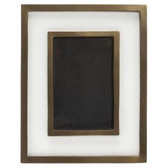 Picture Frame 5x7” in White Shagreen with Brass Details by KIFU Paris