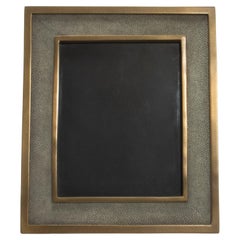 Picture Frame 8x10” in Grey Shagreen with Brass Details by KIFU Paris