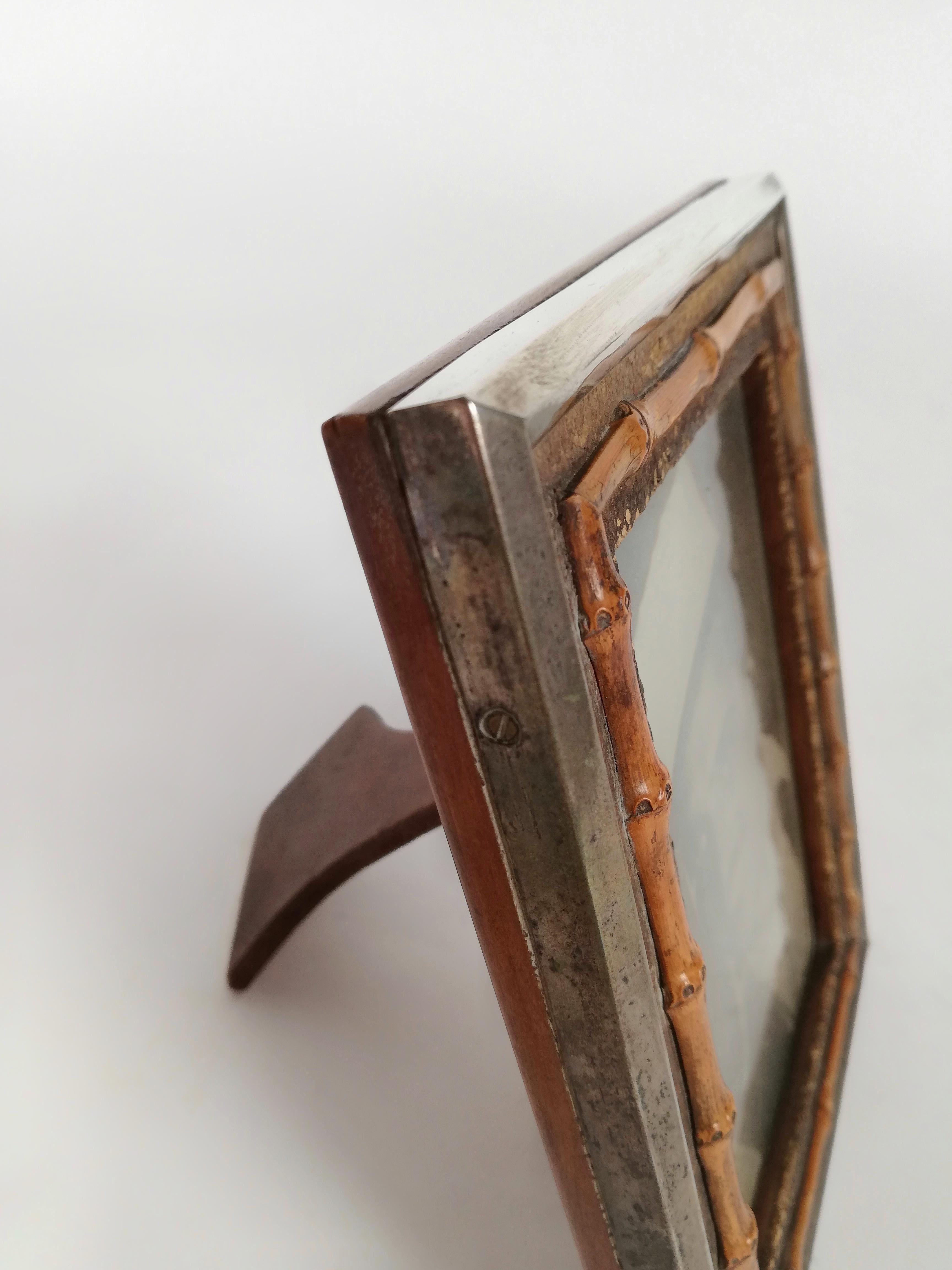 Picture Frame Deco Made in Silver, Bamboo and Cork, Italy, 1930s 1