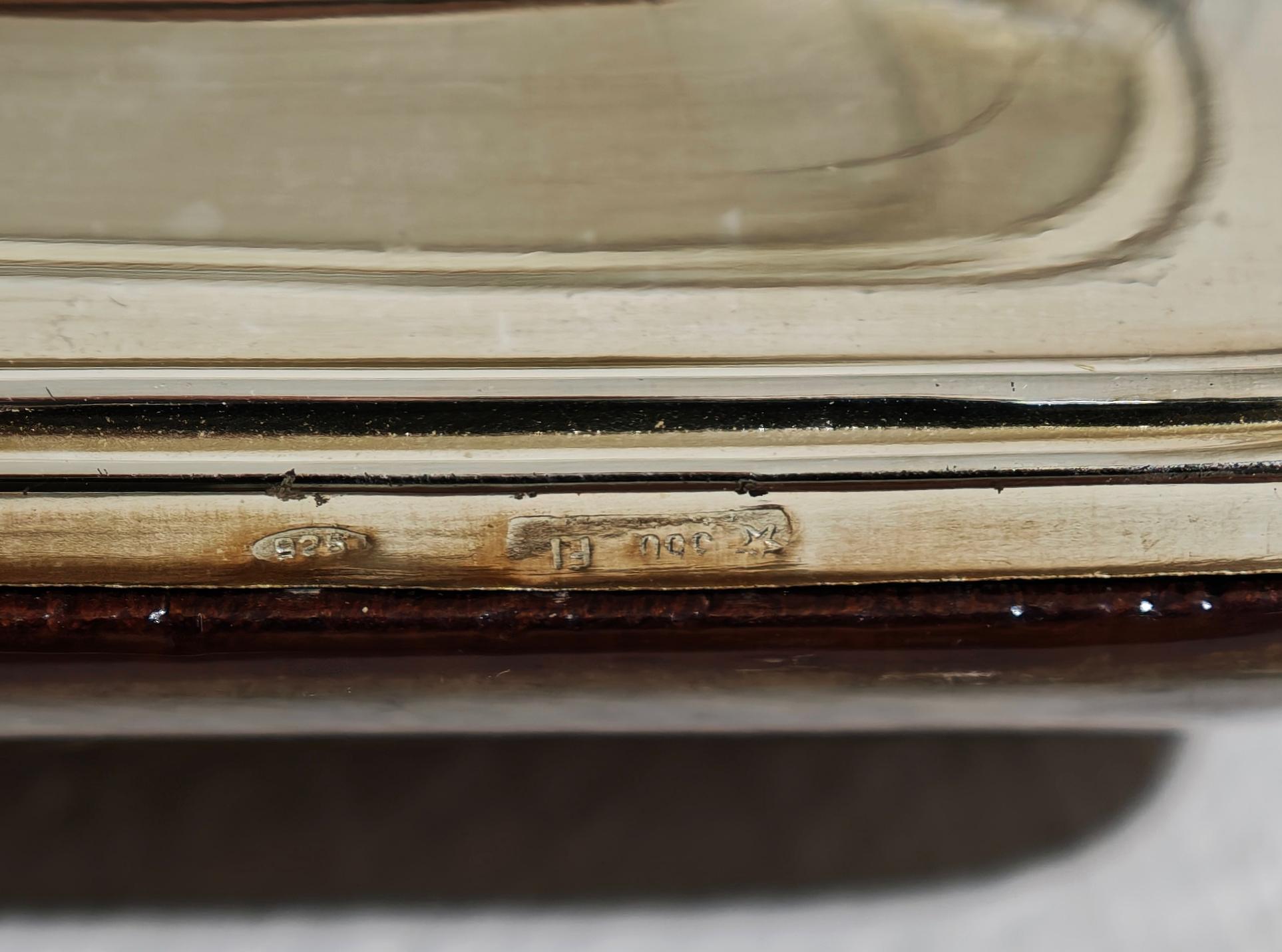 Stunning. 925 Silver Photo Frame from the F,C.A. Florence factory, from the 1960s, with manufacturer's hallmark and trademark. Good vintage condition, collectible. Made in Italy. The back is also elegant, in shiny enamelled wood.  Please look