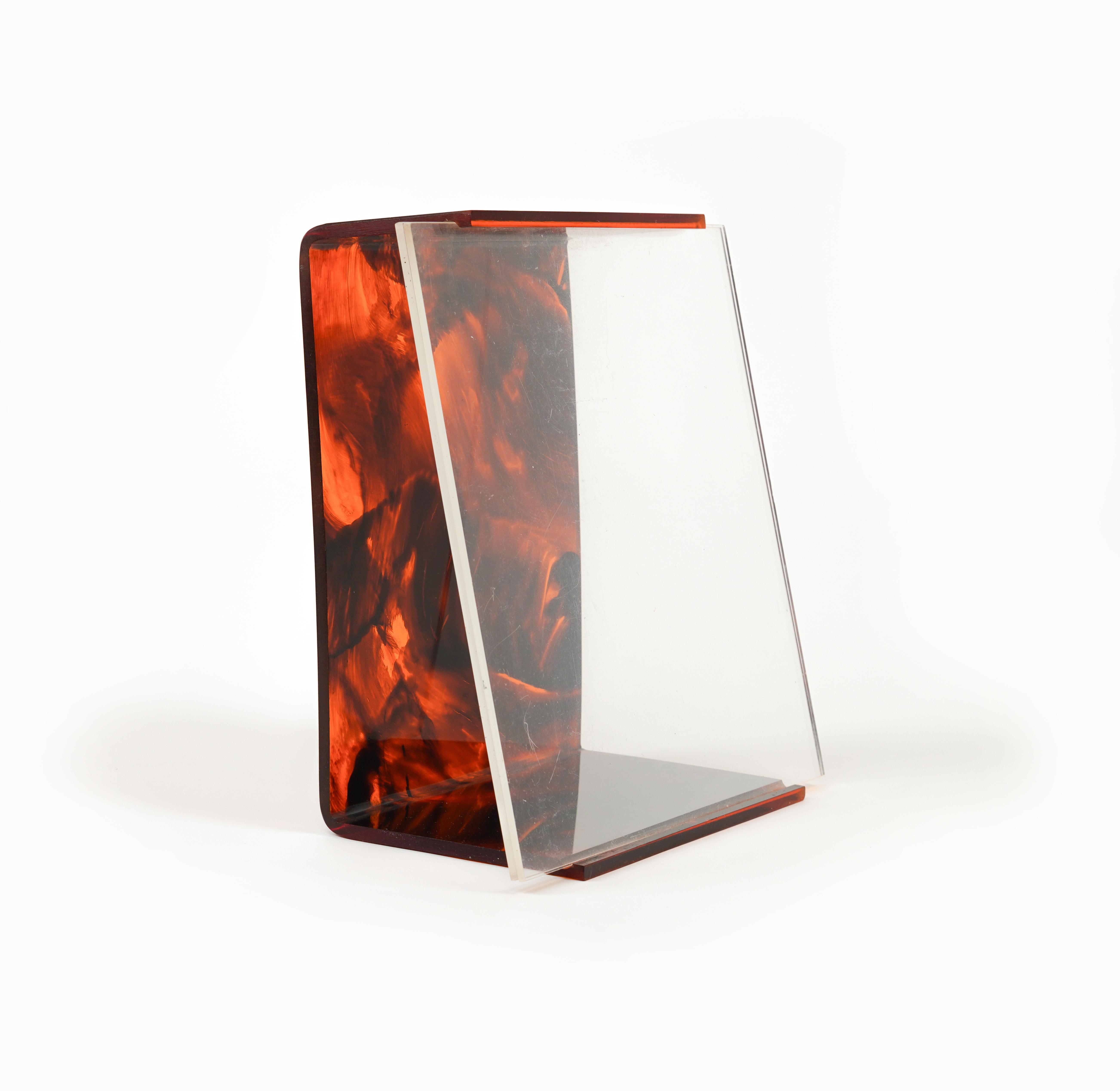 Picture Frame Faux Tortoiseshell Lucite Attributed to Team Guzzini, Italy 1970s For Sale 5