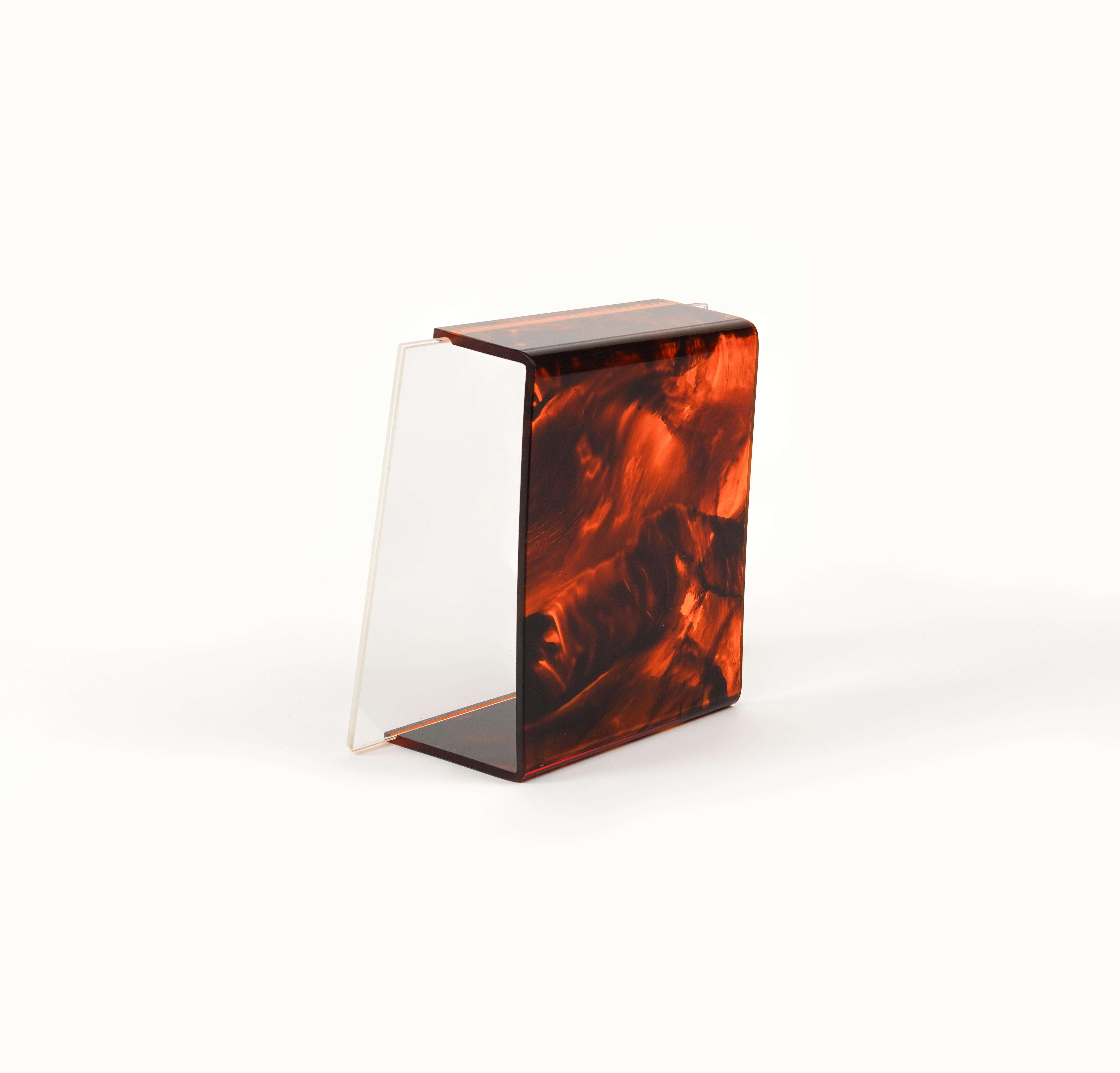 Picture Frame Faux Tortoiseshell Lucite Attributed to Team Guzzini, Italy 1970s For Sale 8