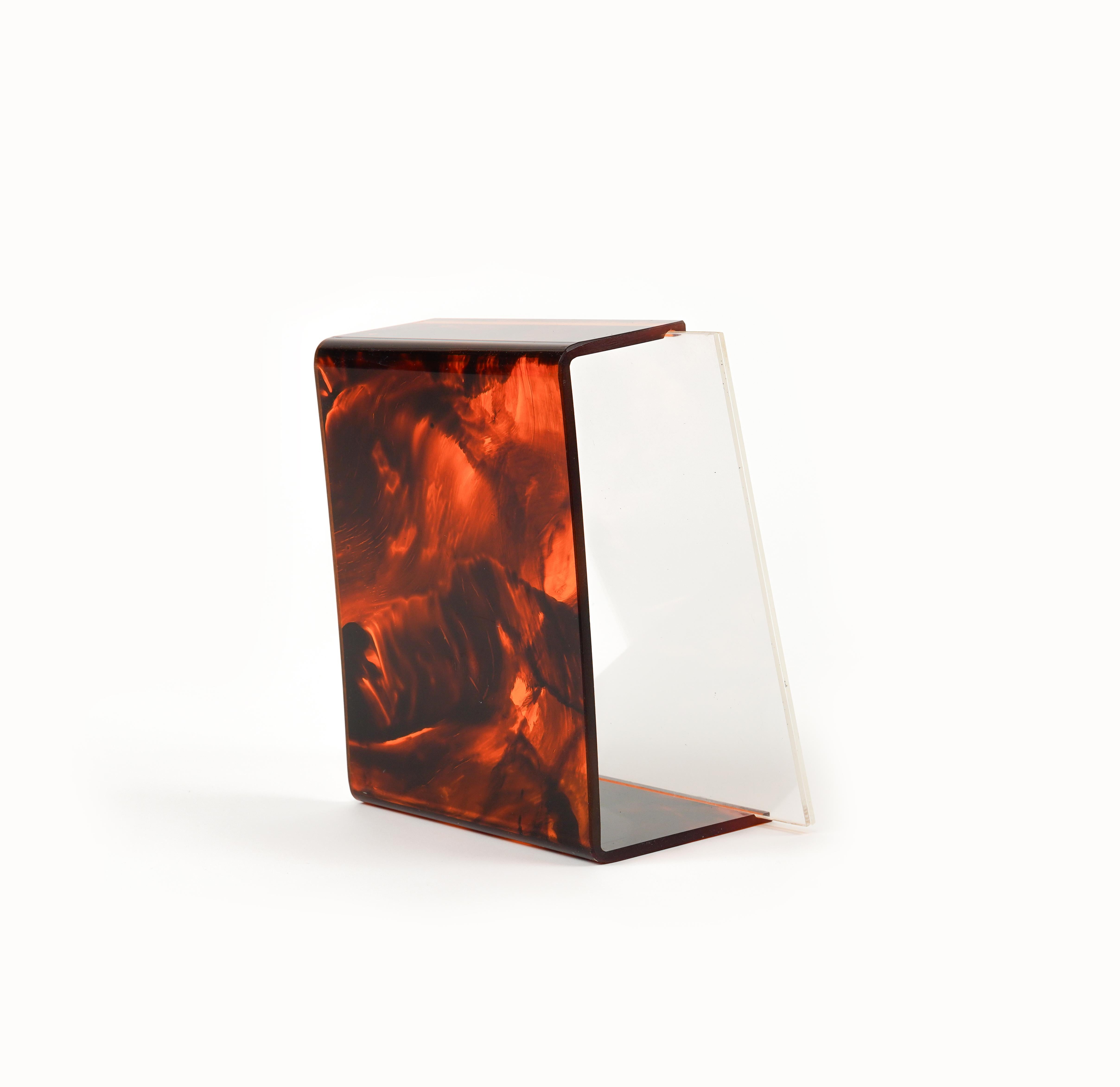 Picture Frame Faux Tortoiseshell Lucite Attributed to Team Guzzini, Italy 1970s For Sale 9