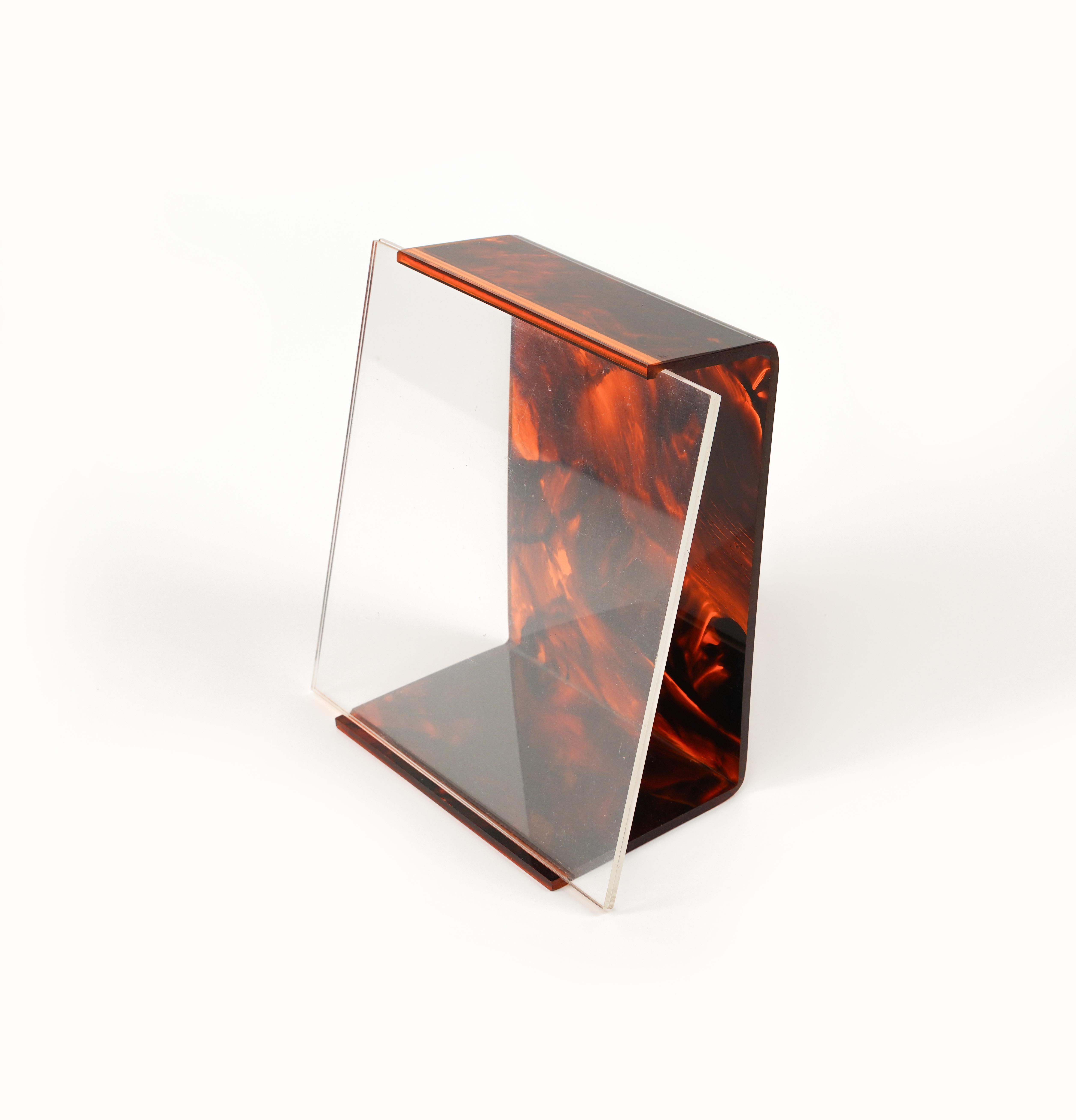Picture Frame Faux Tortoiseshell Lucite Attributed to Team Guzzini, Italy 1970s For Sale 10