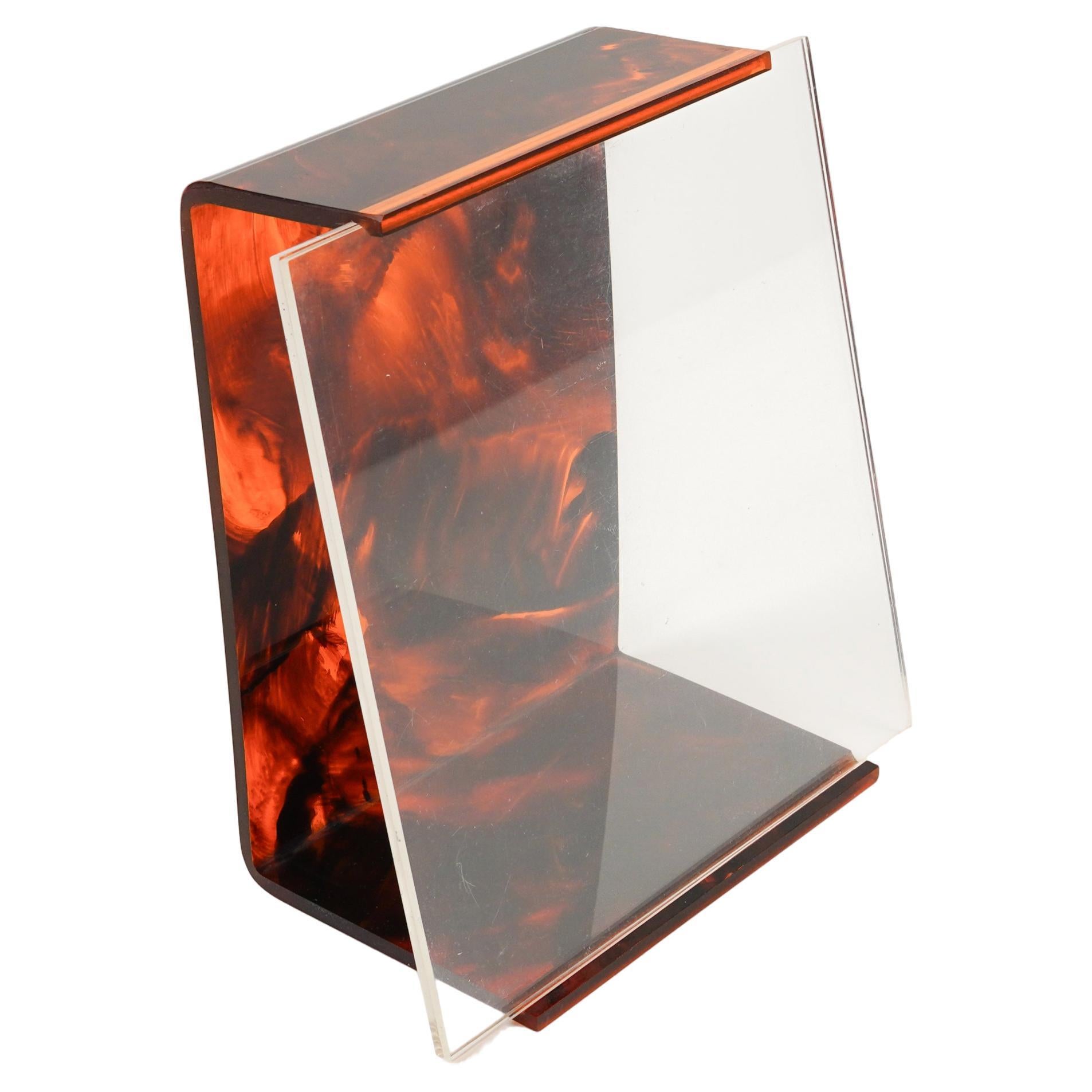 Picture Frame Faux Tortoiseshell Lucite Attributed to Team Guzzini, Italy 1970s For Sale