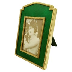 Picture frame green enamel and borders in the French Empire Louis XVI style