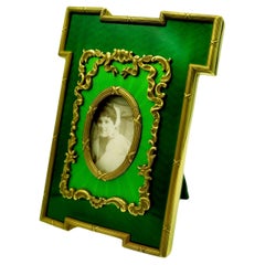 Picture Frame Green two-tones enamel Guilloche Sterling Silver Salimbeni
