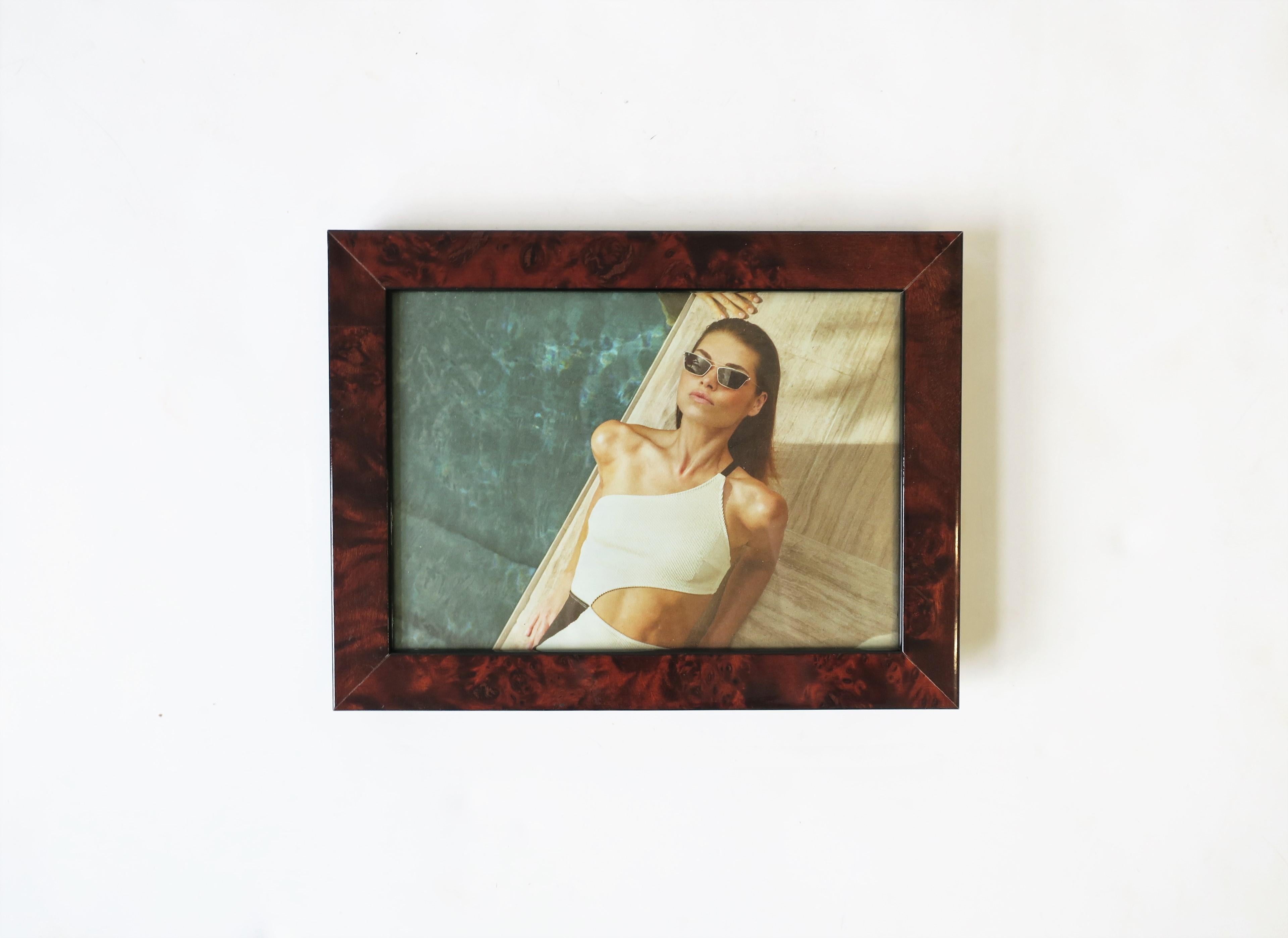 Picture Frame in Burl Wood and Brass 1