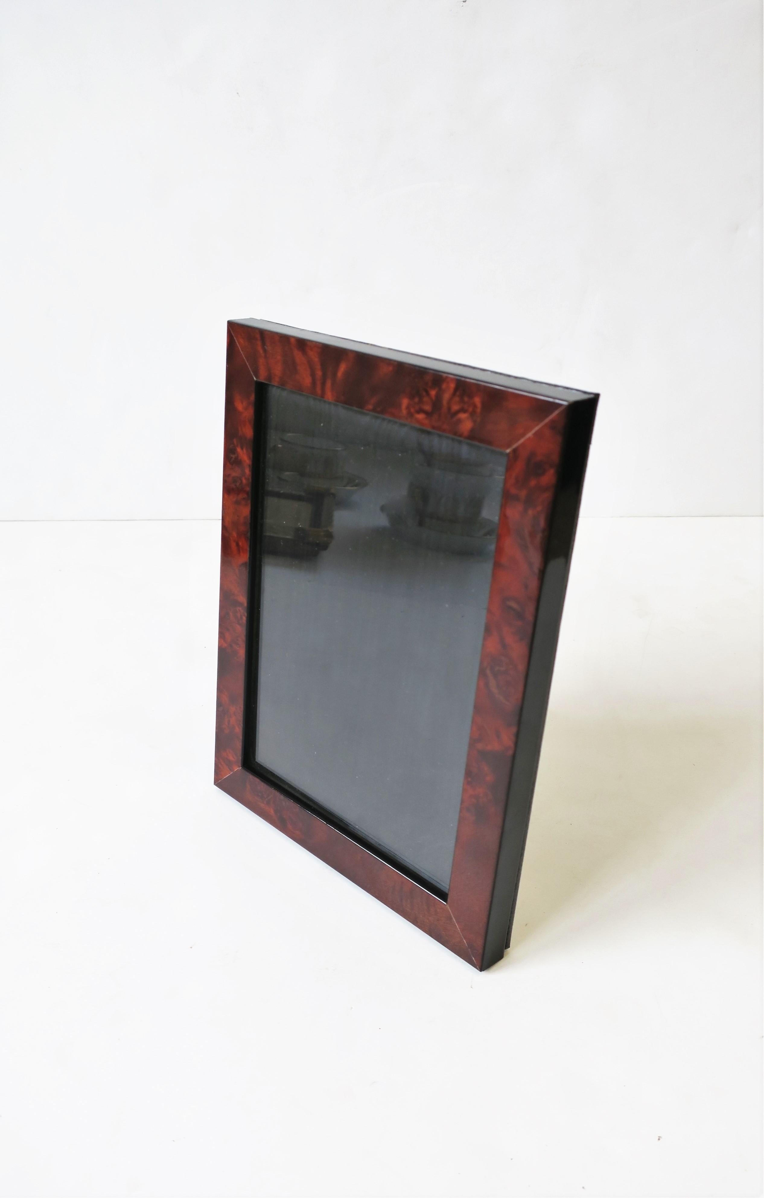 Contemporary Picture Frame in Burl Wood and Brass