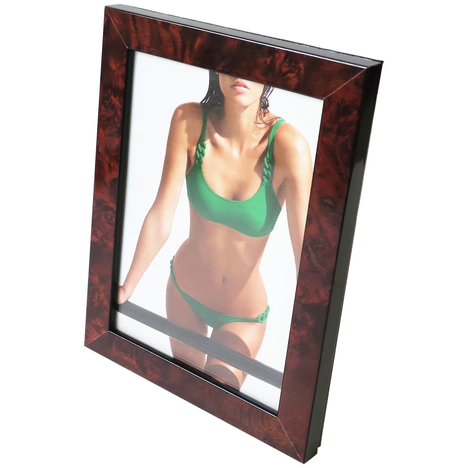 Picture Frame in Burl Wood and Brass