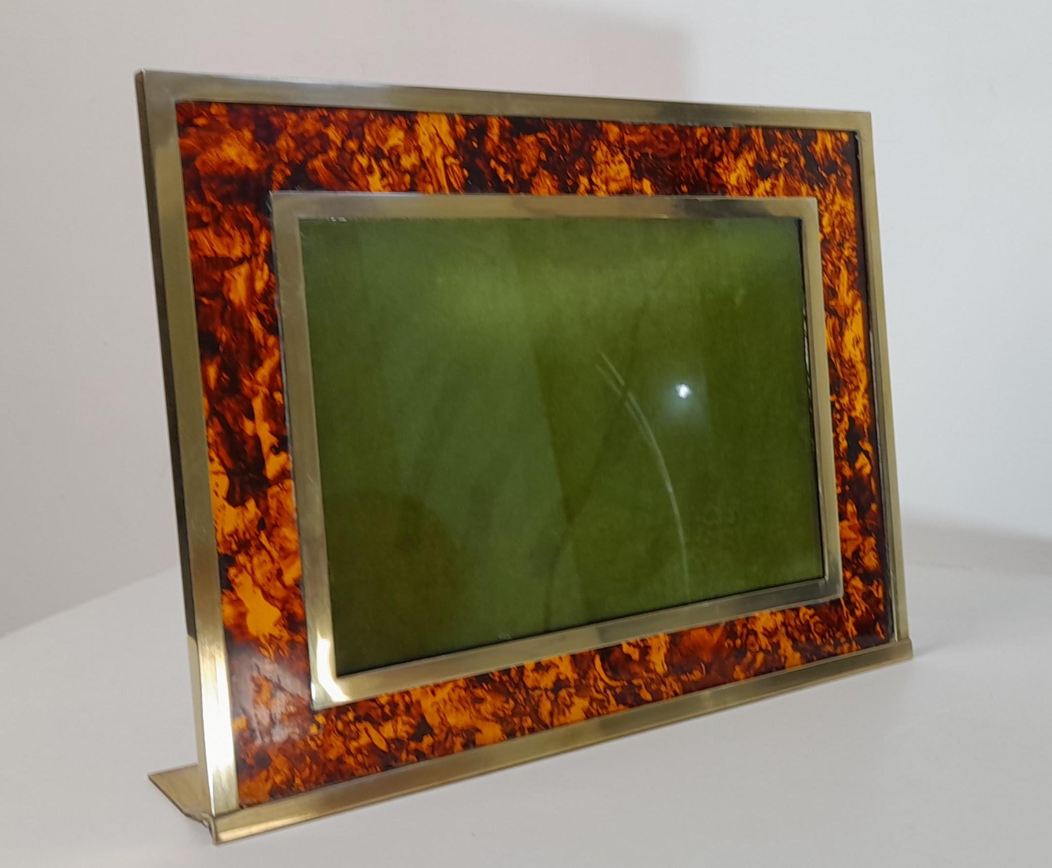 Art Deco Picture Frame in Faux Tortoise Lucite, Italy