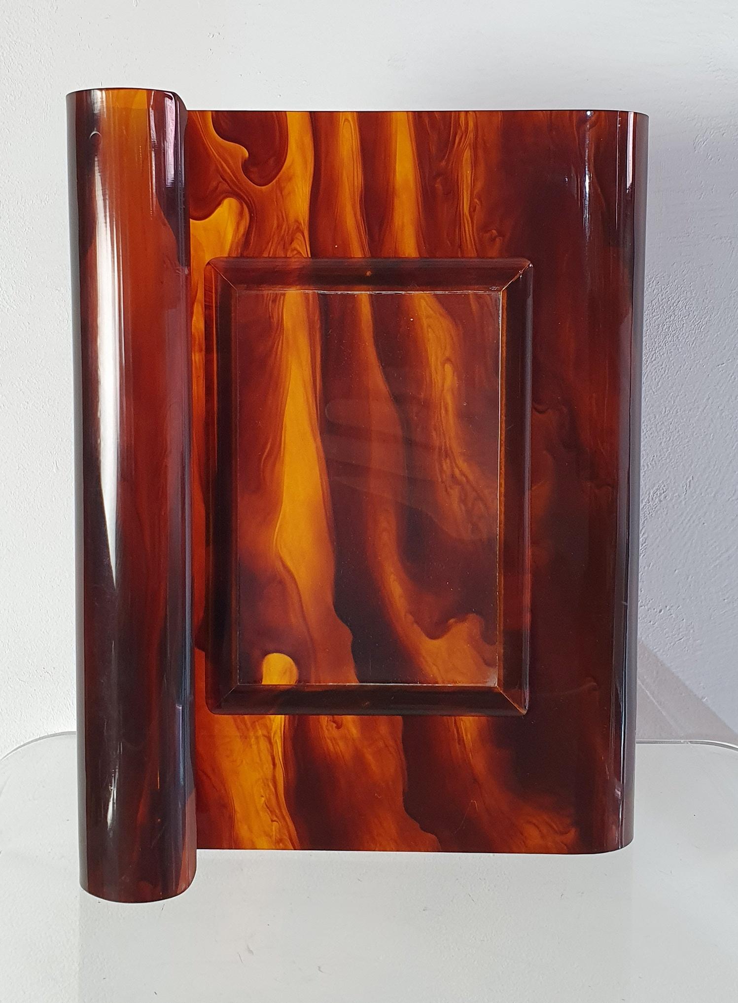 Late 20th Century Picture Frame in Faux Tortoise Lucite, Italy For Sale