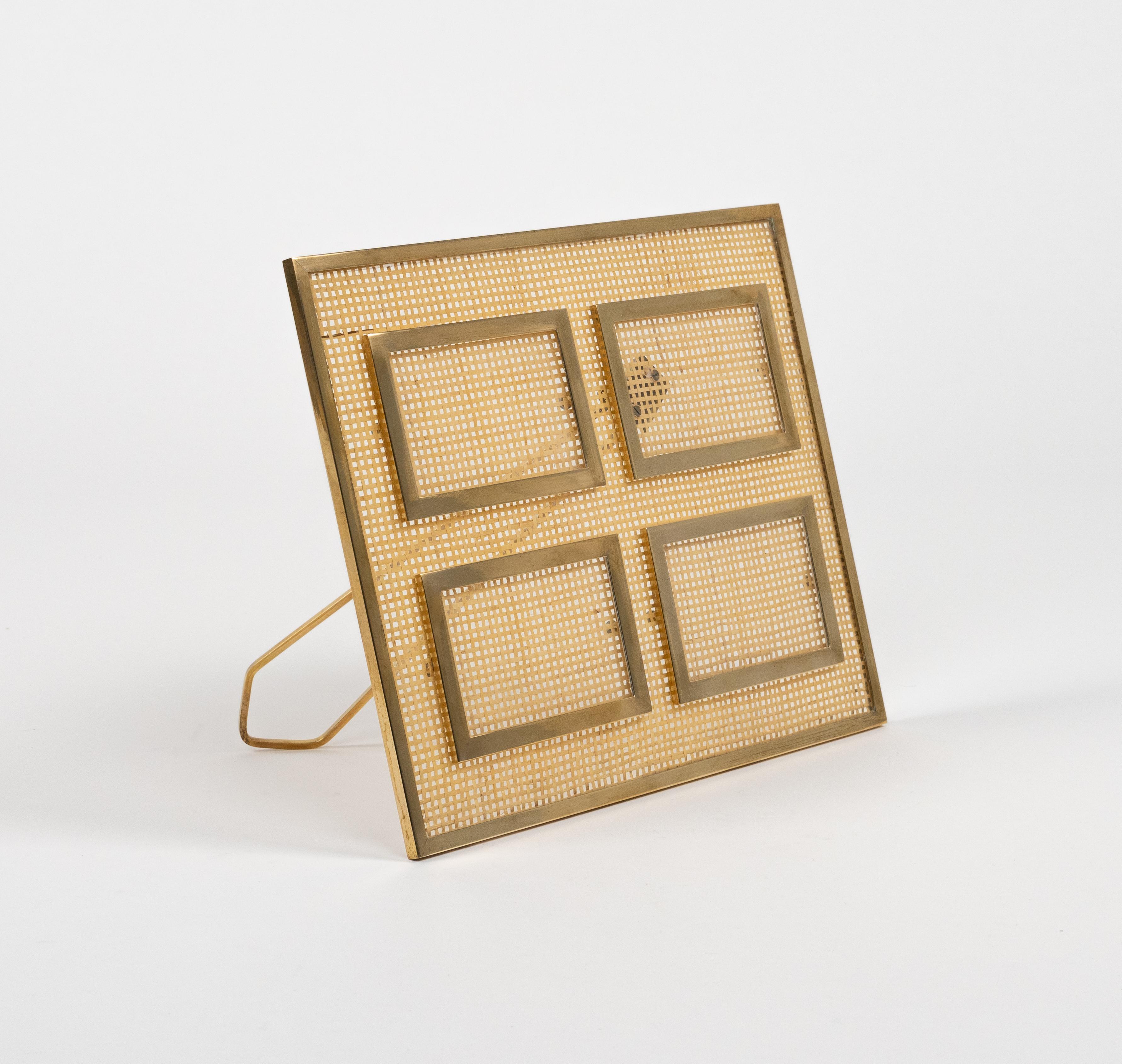 Schöner rechteckiger Bilderrahmen aus der Mitte des Jahrhunderts aus Lucit, Korb und Messing im Stil von Christian Dior Home.

Hergestellt in Italien in den 1970er Jahren.

Die Größe des Bildes im Inneren beträgt 11 cm x 7 cm.