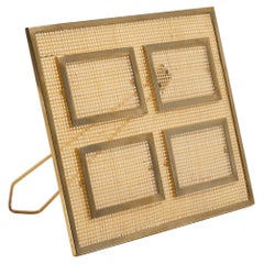 Bilderrahmen aus Lucite, Korbweide und Messing im Christian Dior-Stil, Italien 1970er Jahre