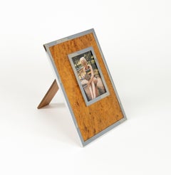 Picture Frame in Wood, Chrome and Glass by Felice Antonio Botta, Italy 1970s
