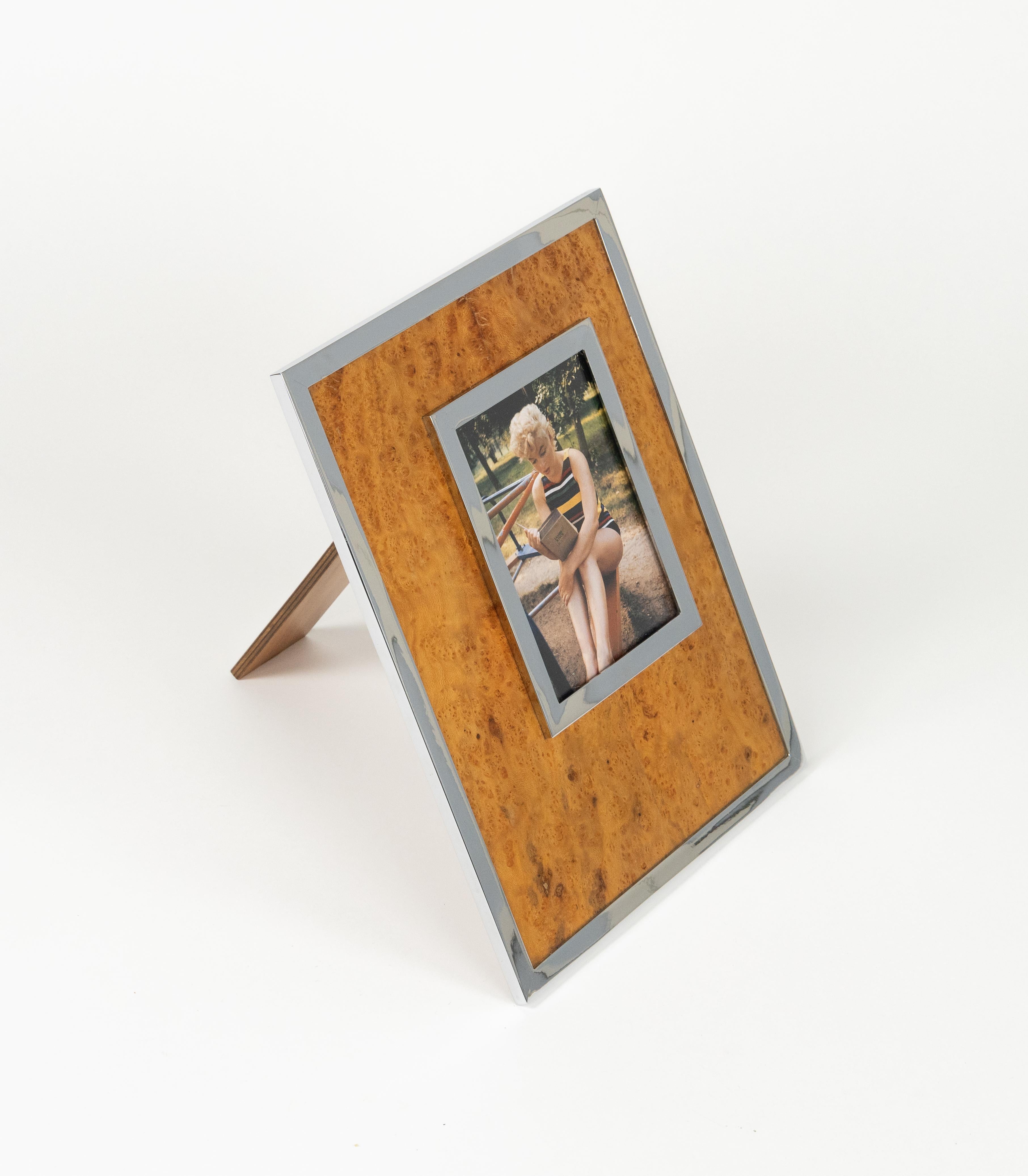 Marco de madera, cromo y cristal de Felice Antonio Botta, Italia Años 70 Moderno de mediados de siglo en venta