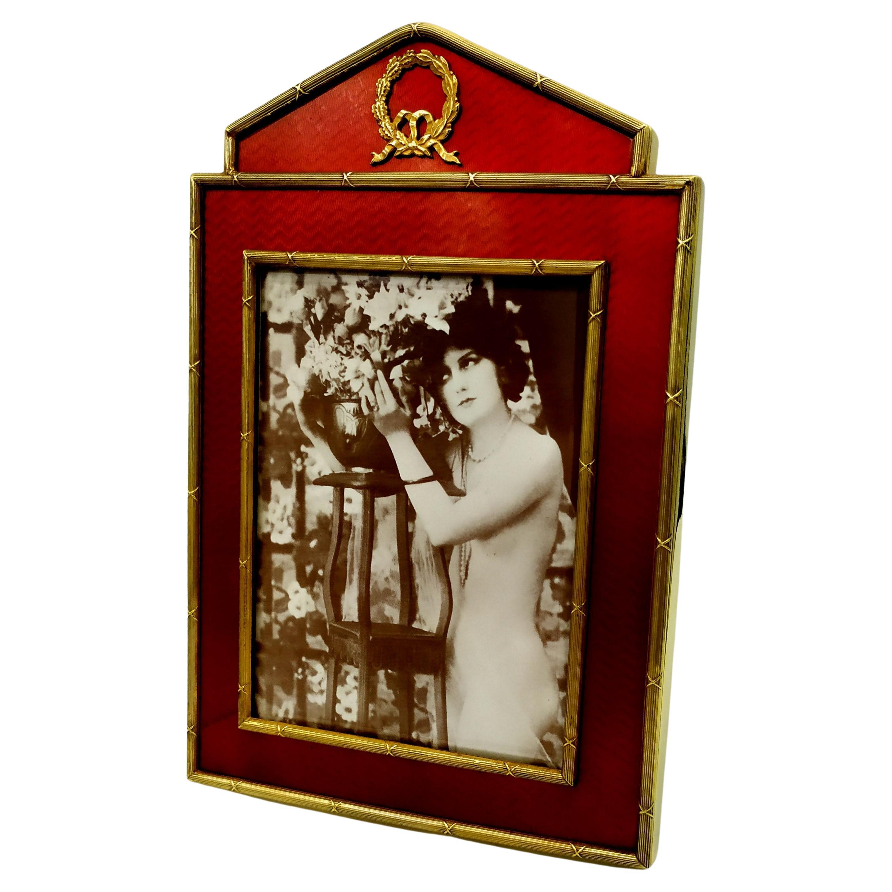 Picture  Frame large size Red Enamel on Sterling Silver Salimbeni For Sale