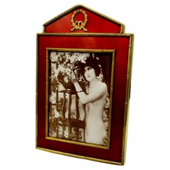Vintage Picture  Frame large size Red Enamel on Sterling Silver Salimbeni