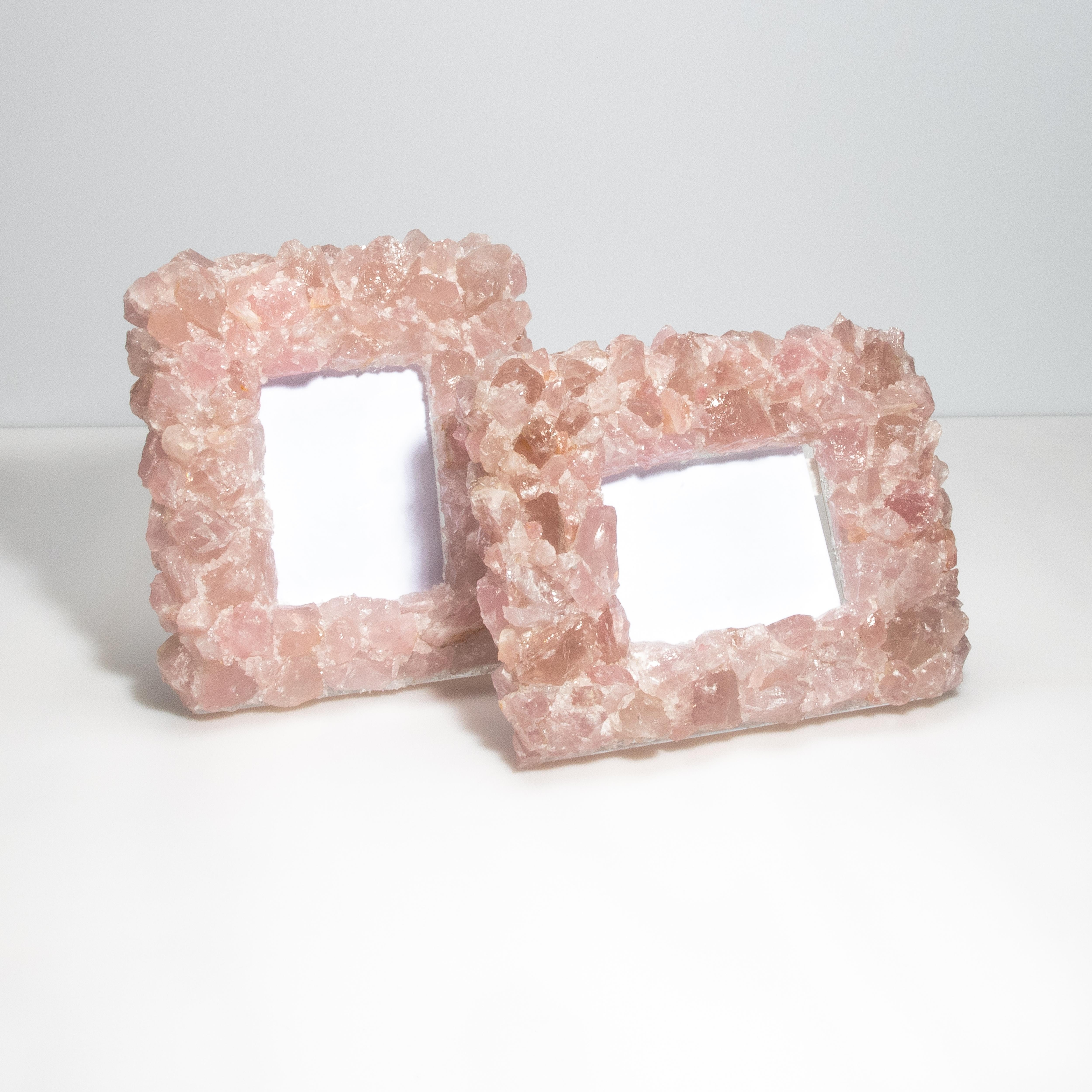 Contemporary Picture Frame Large Vertical in Pink Quartz For Sale