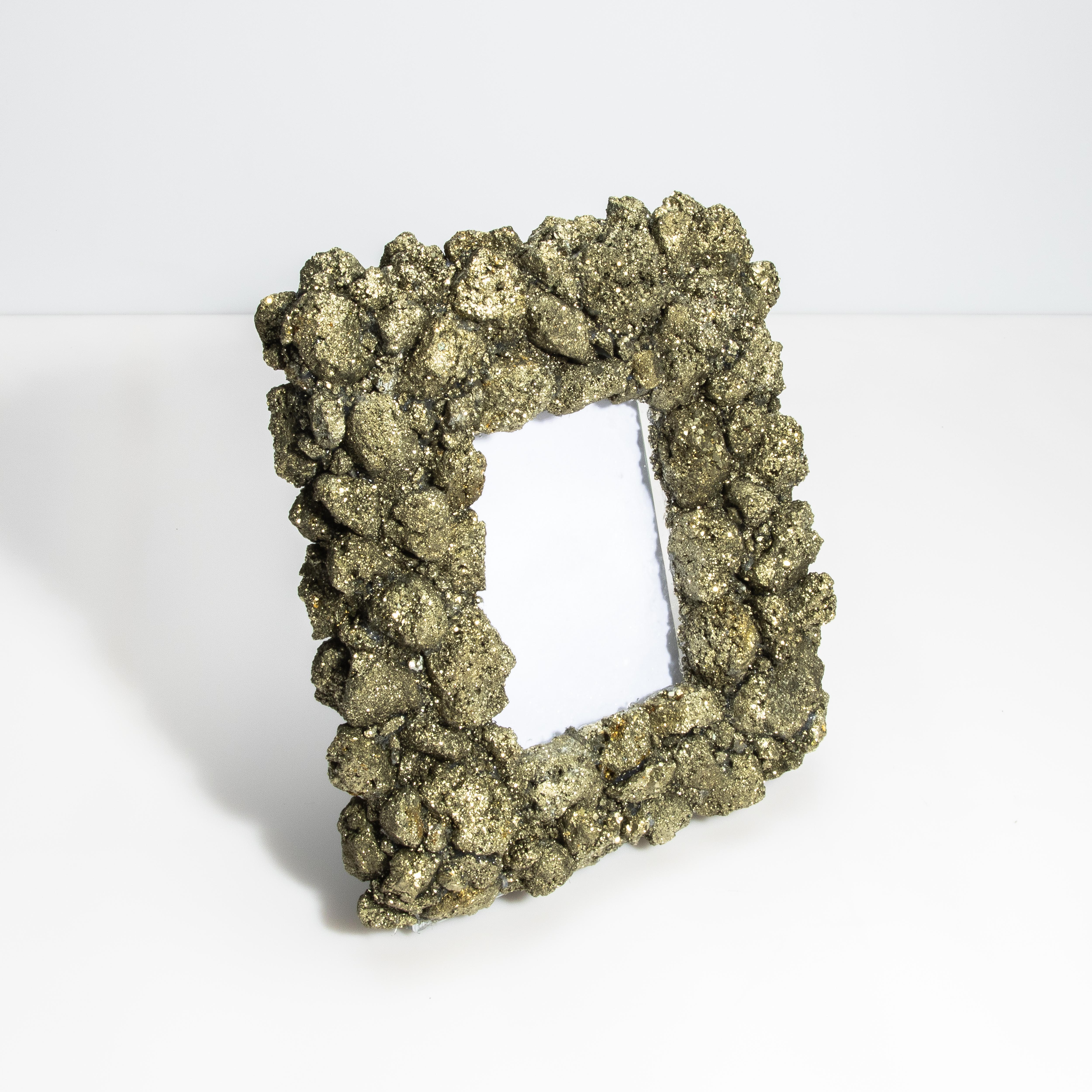 Rock Crystal Picture Frame Large Vertical in Pyrite For Sale