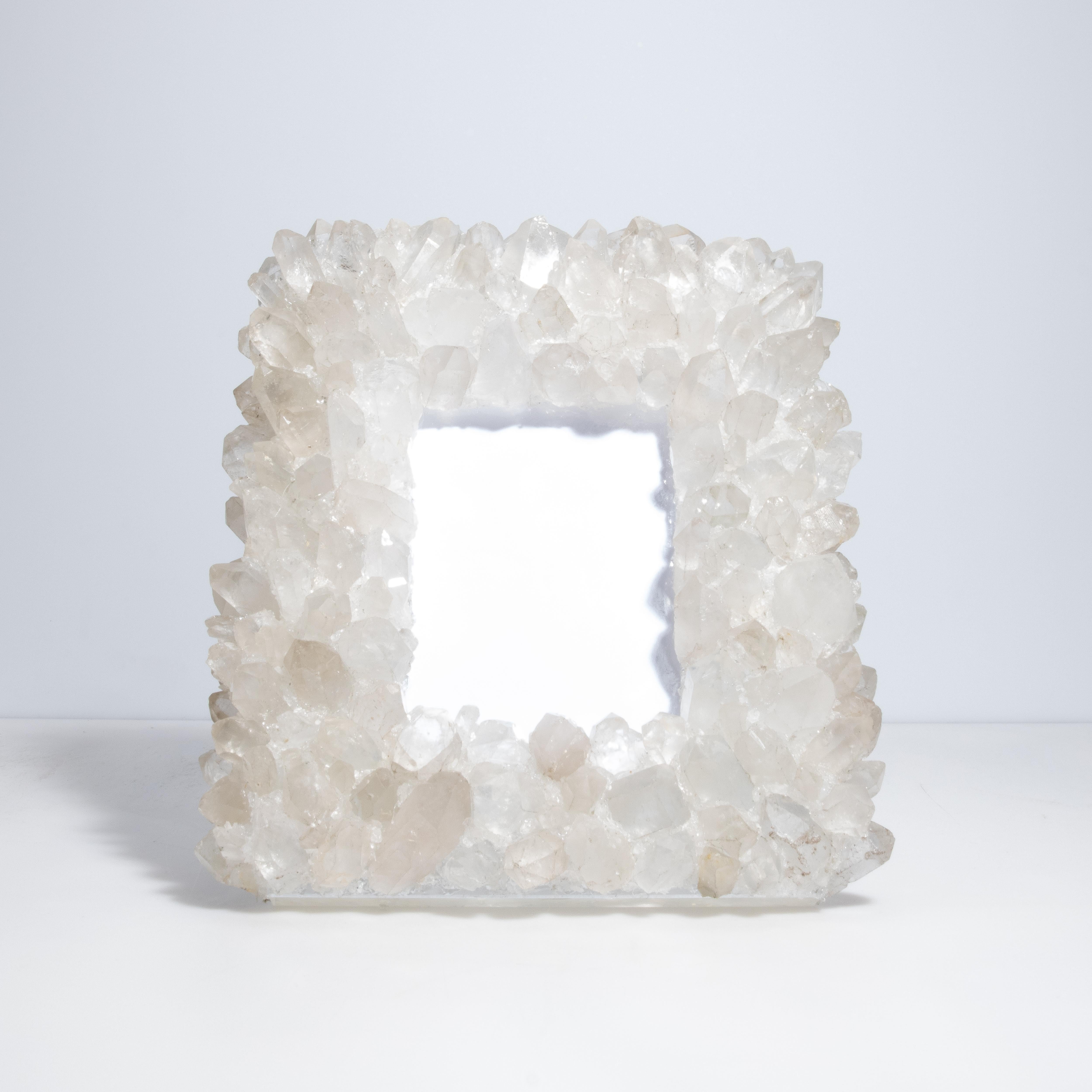 Hand-Crafted Picture Frame Large Vertical in White Quartz For Sale