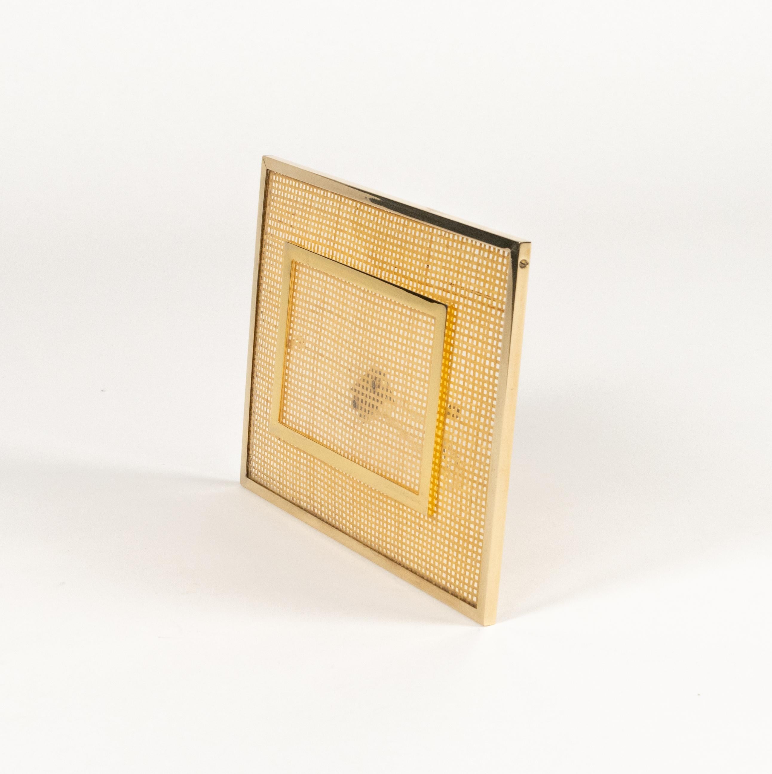 Bilderrahmen aus Lucite, Korbweide und Messing im Christian Dior-Stil, Italien 1970er Jahre im Angebot 1