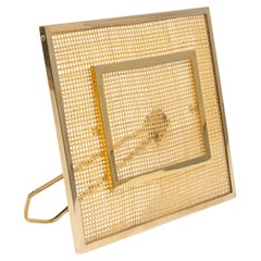 Bilderrahmen aus Lucite, Korbweide und Messing im Christian Dior-Stil, Italien 1970er Jahre