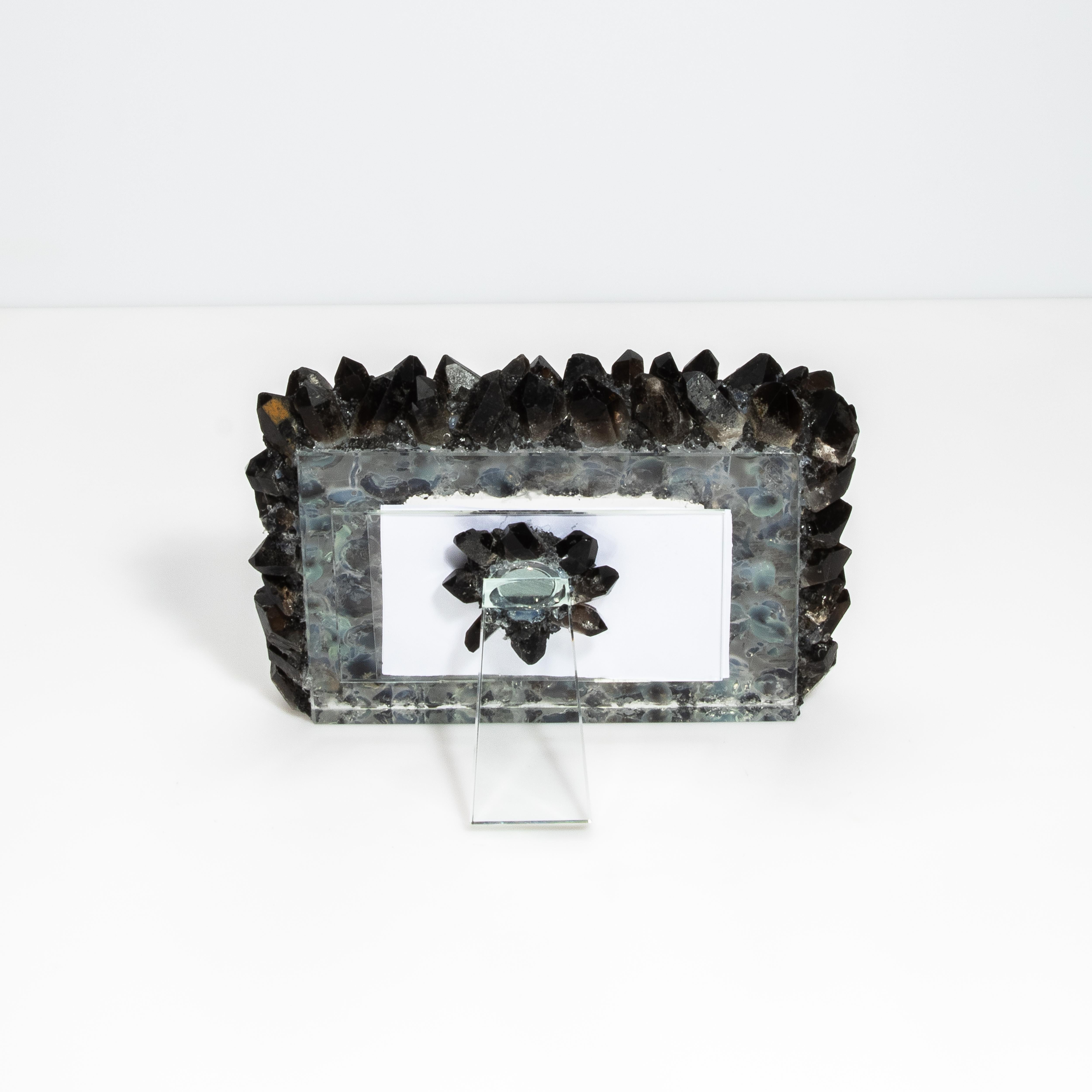 Hand-Crafted Picture Frame Medium Horizontal in Black Quartz For Sale