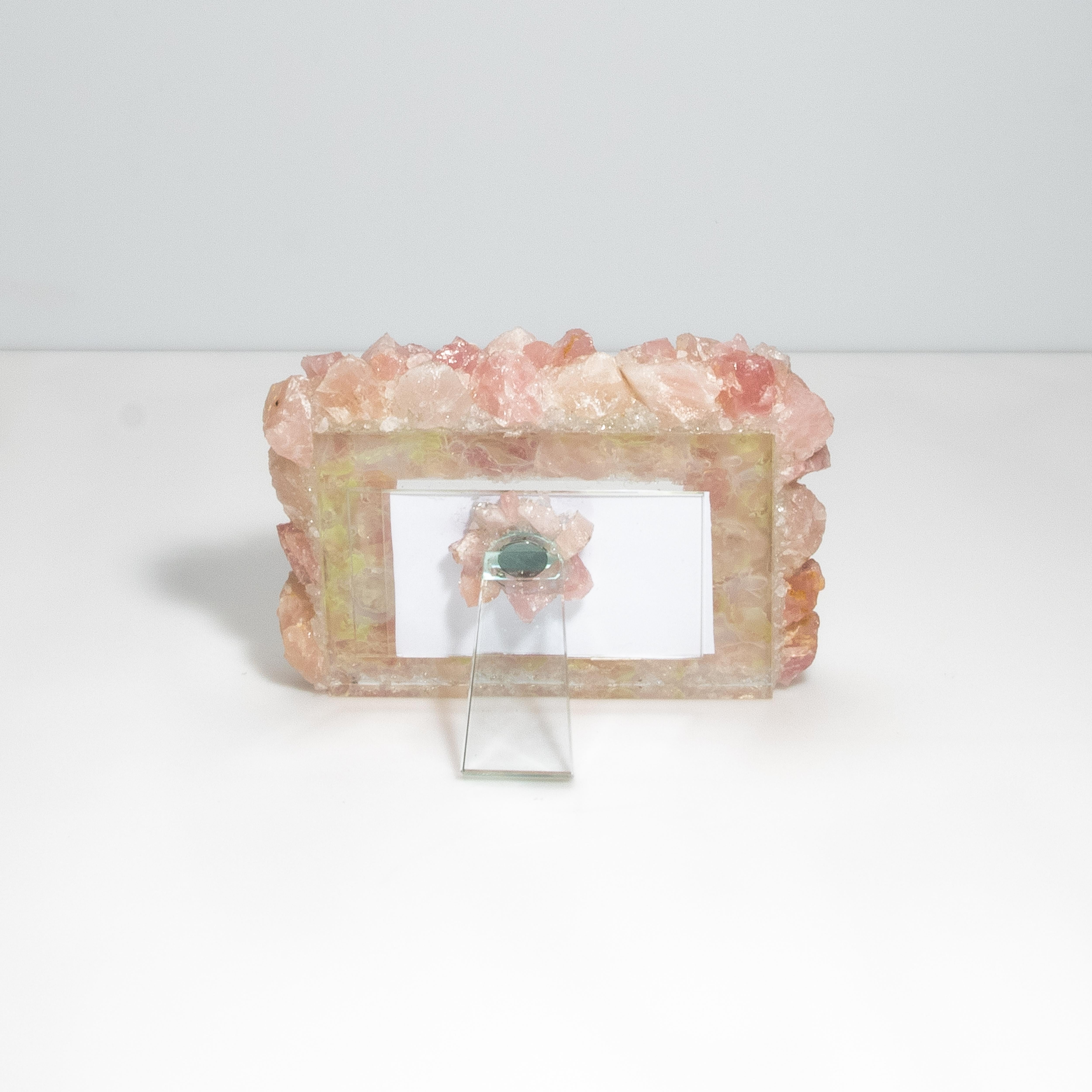 Hand-Crafted Picture Frame Medium Horizontal in Pink Quartz For Sale