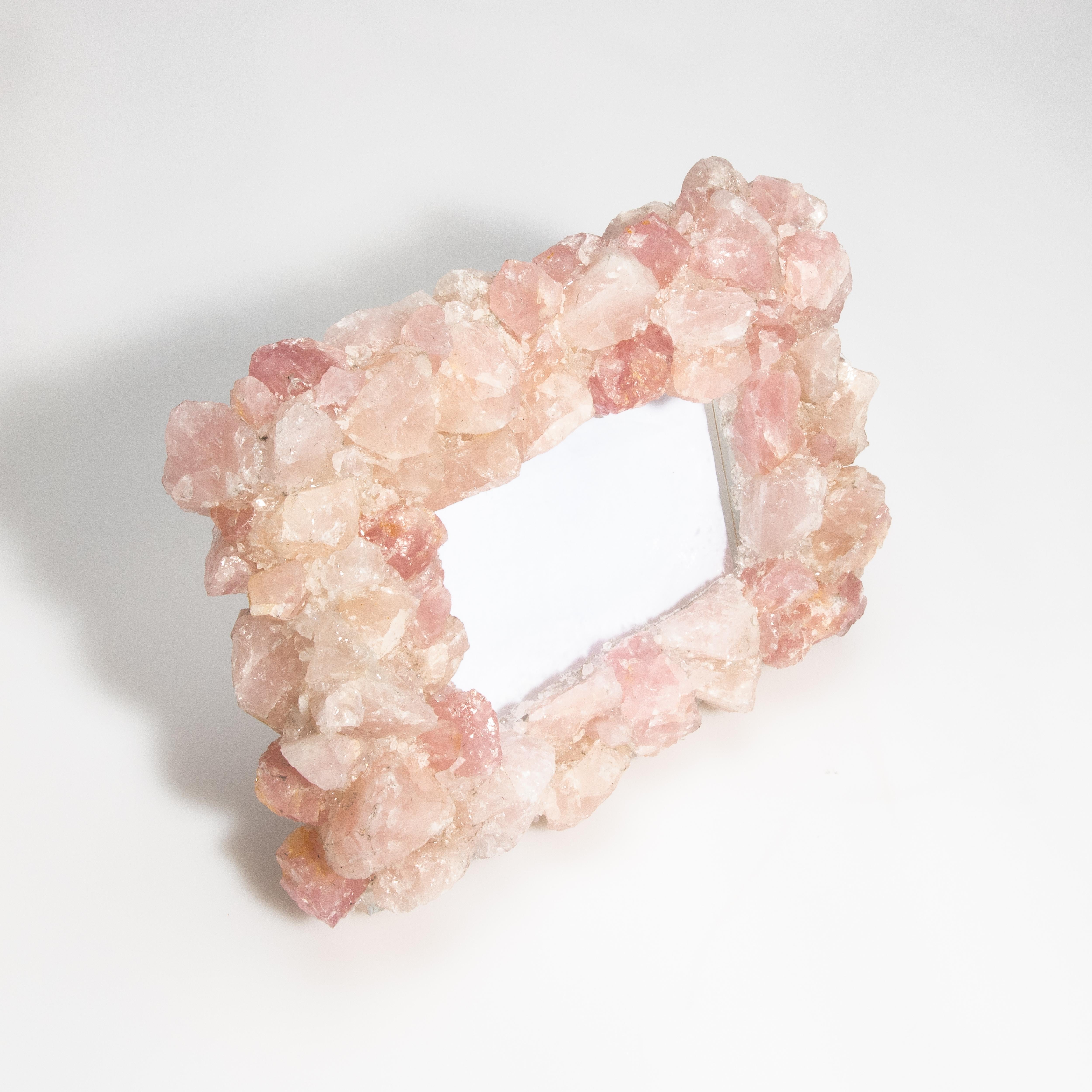 Contemporary Picture Frame Medium Horizontal in Pink Quartz For Sale
