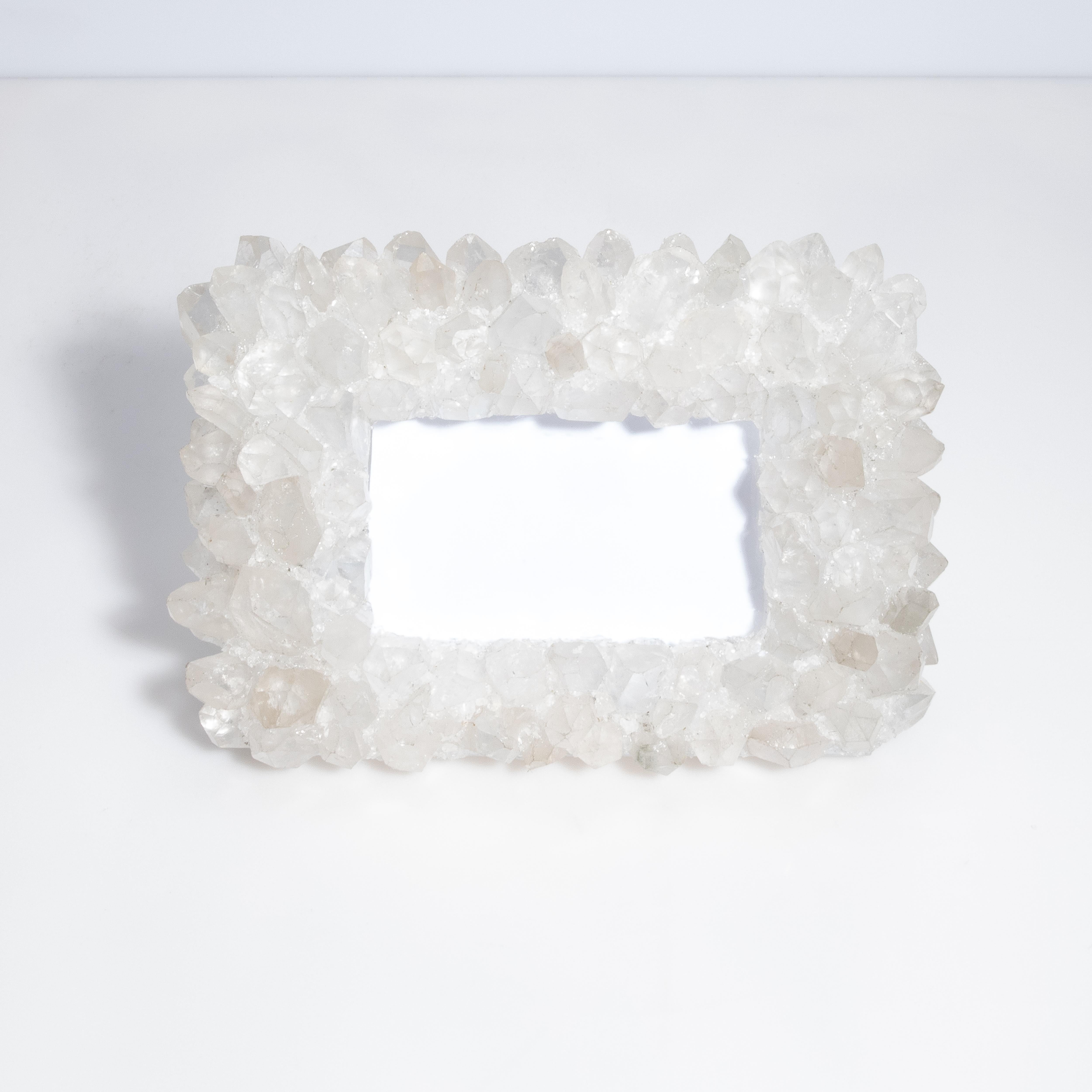 Hand-Crafted Picture Frame Medium Horizontal in White Quartz For Sale