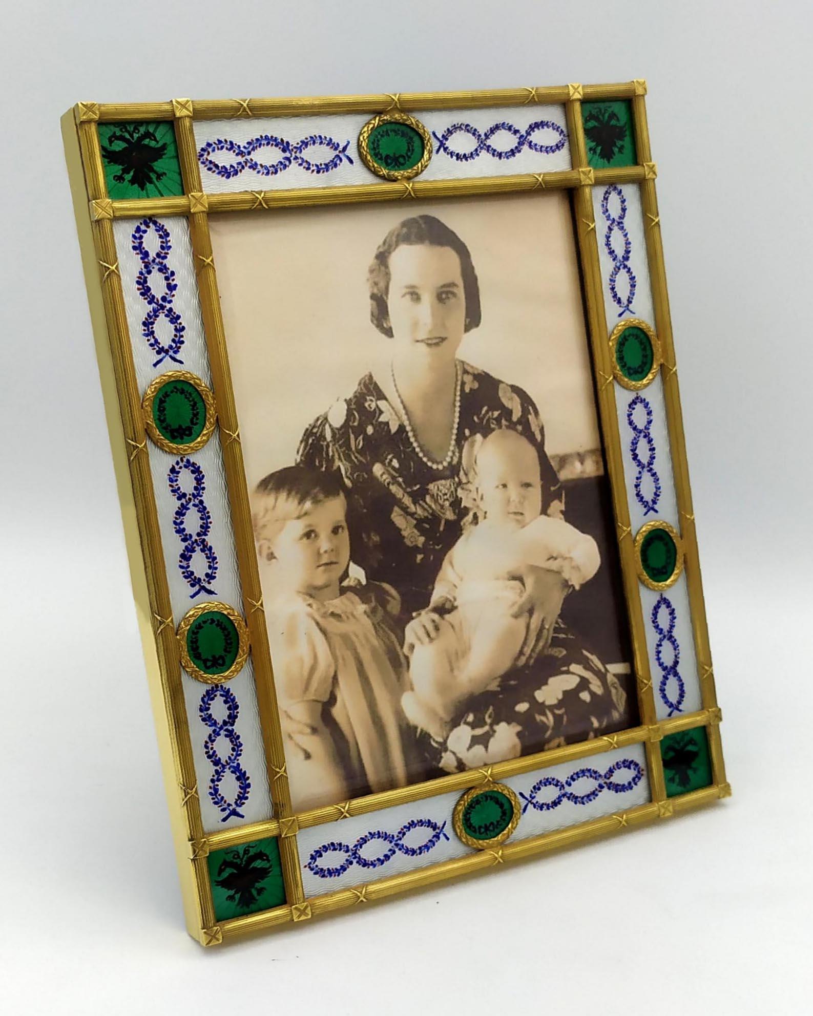 Marco de fotos miniaturas y cenefas en estilo Fabergé del Imperio Ruso Salimbeni mediados del siglo XX en venta
