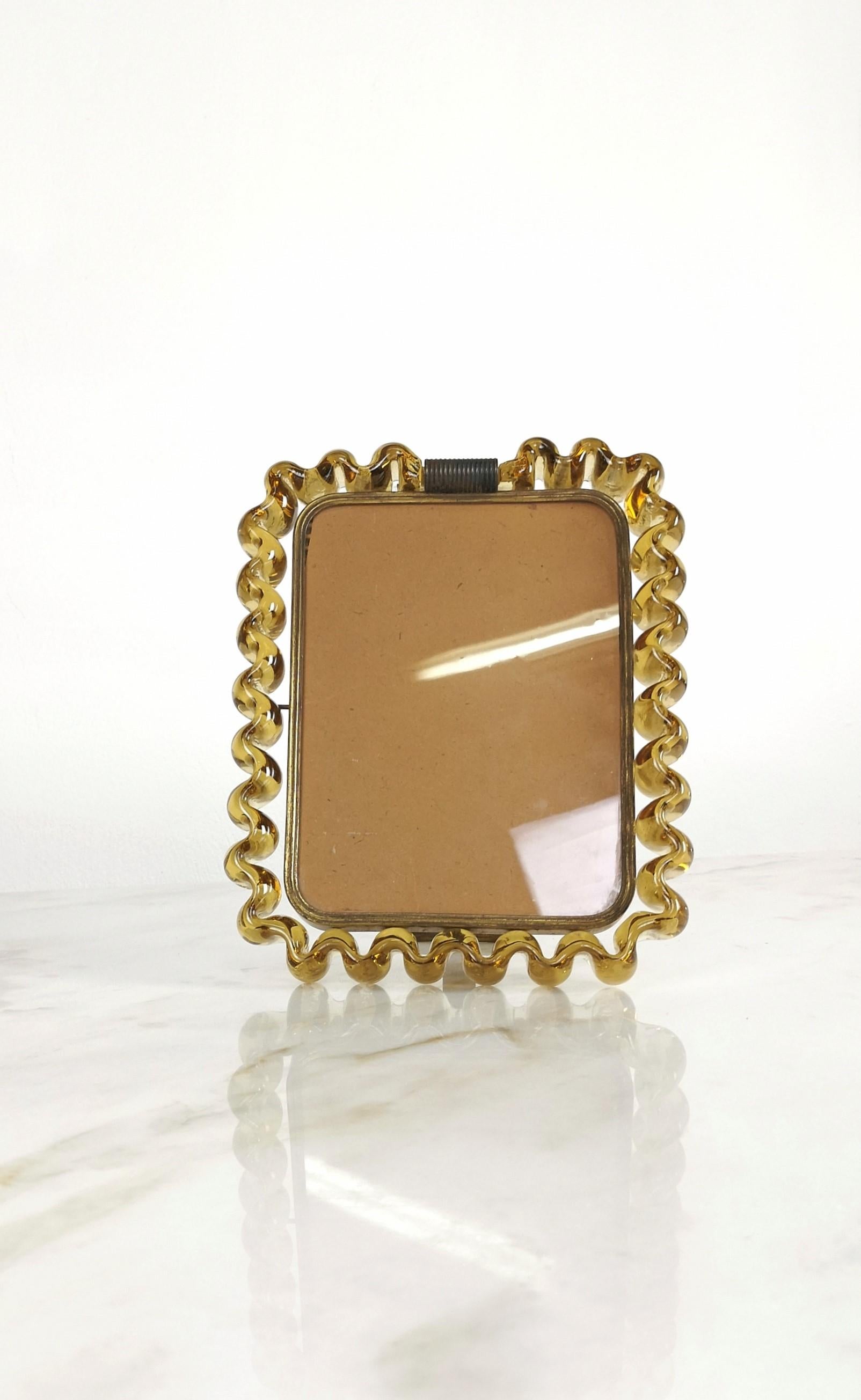 Picture Frame Murano Glass Brass Venini Decorative Object Midcentury Italy 1940s 4