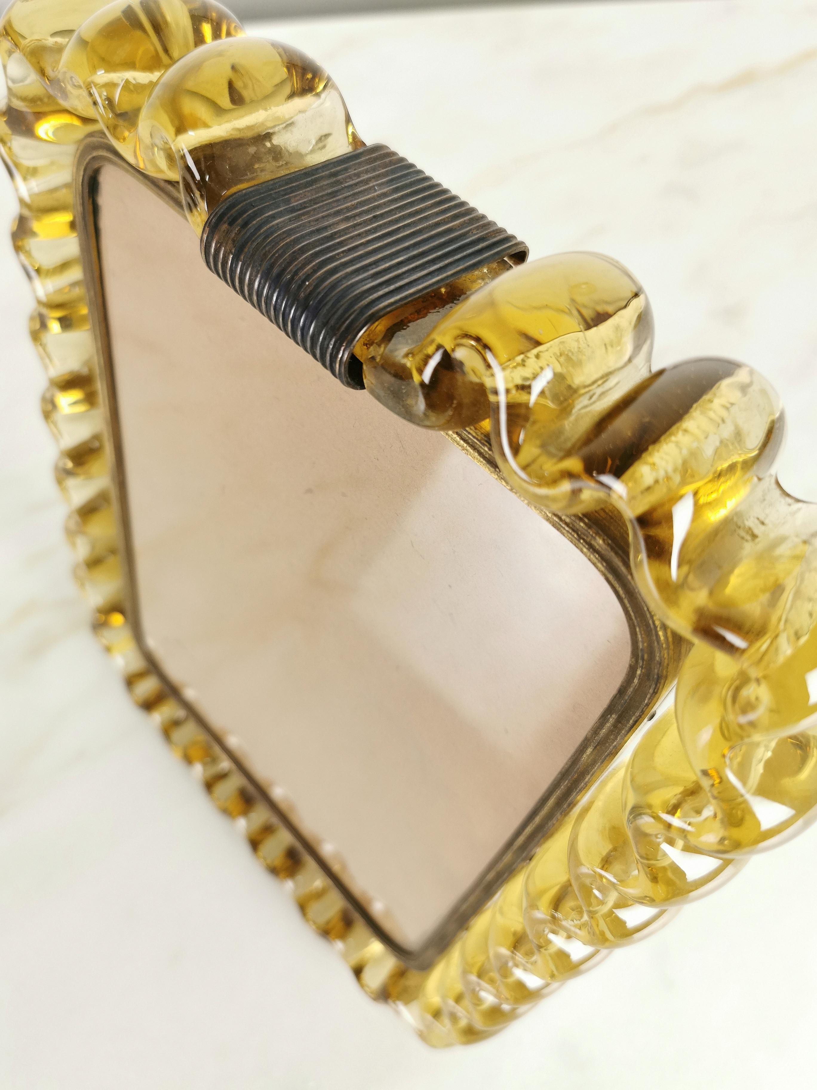 Italian Picture Frame Murano Glass Brass Venini Decorative Object Midcentury Italy 1940s