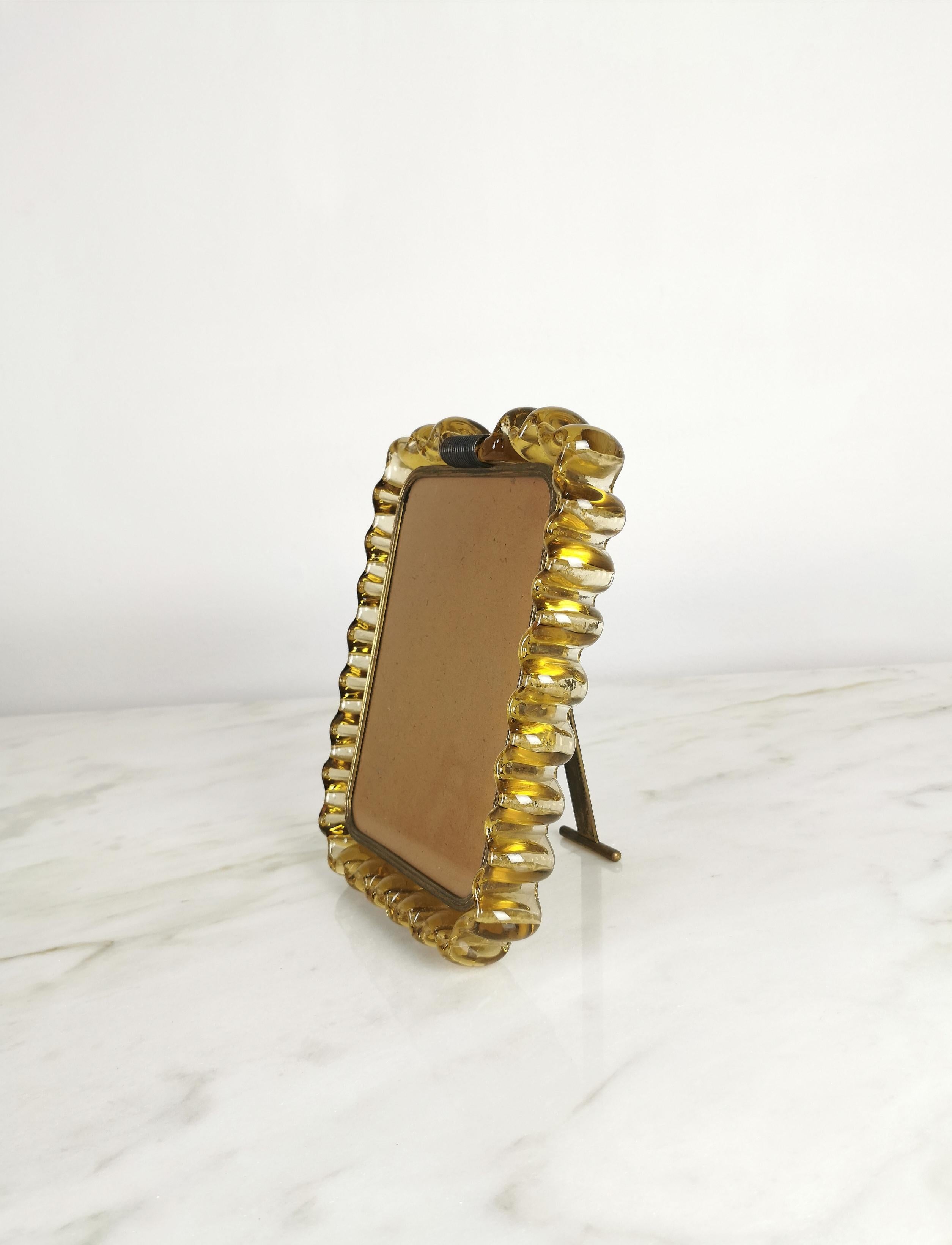 Picture Frame Murano Glass Brass Venini Decorative Object Midcentury Italy 1940s In Good Condition In Palermo, IT