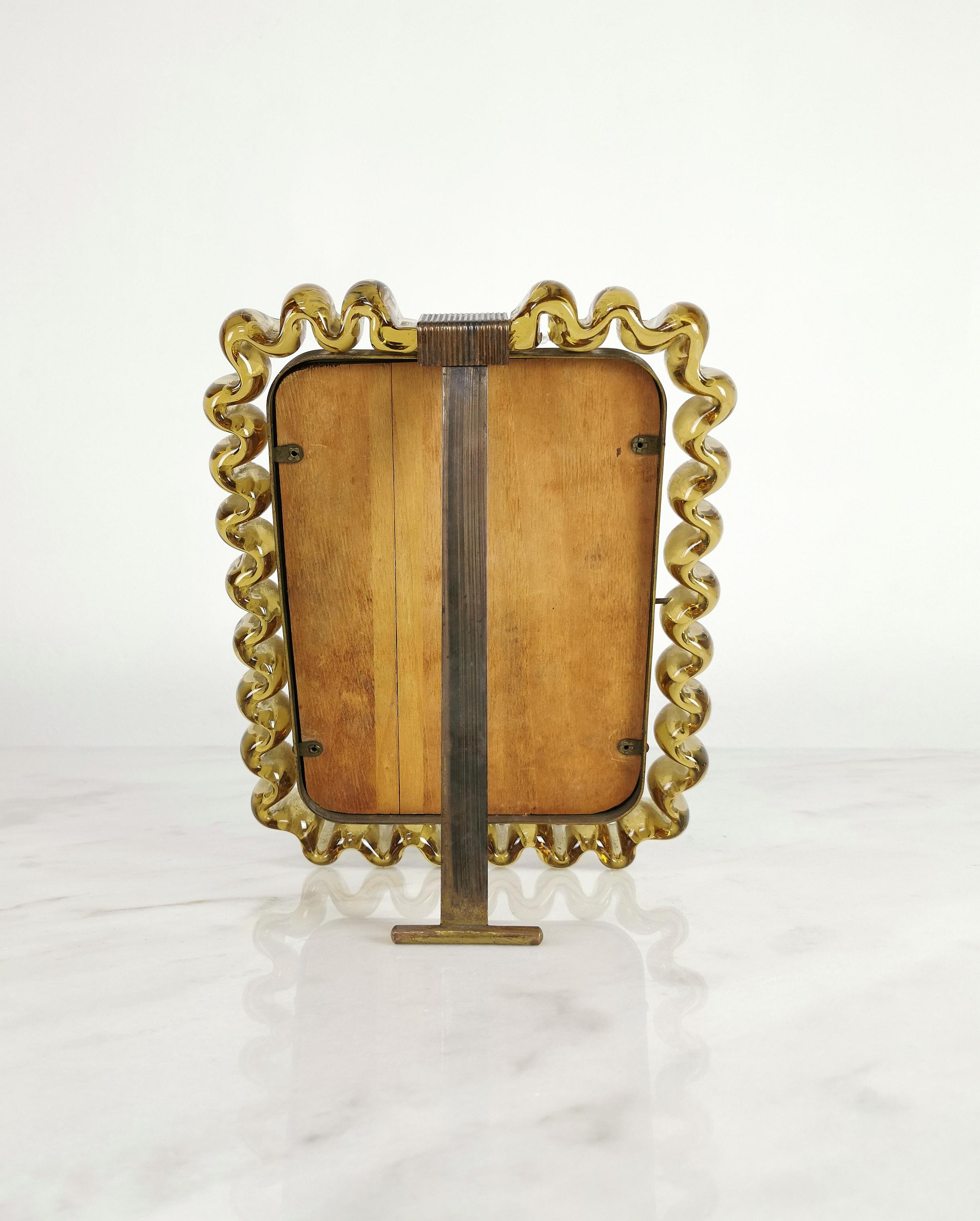 Picture Frame Murano Glass Brass Venini Decorative Object Midcentury Italy 1940s 2