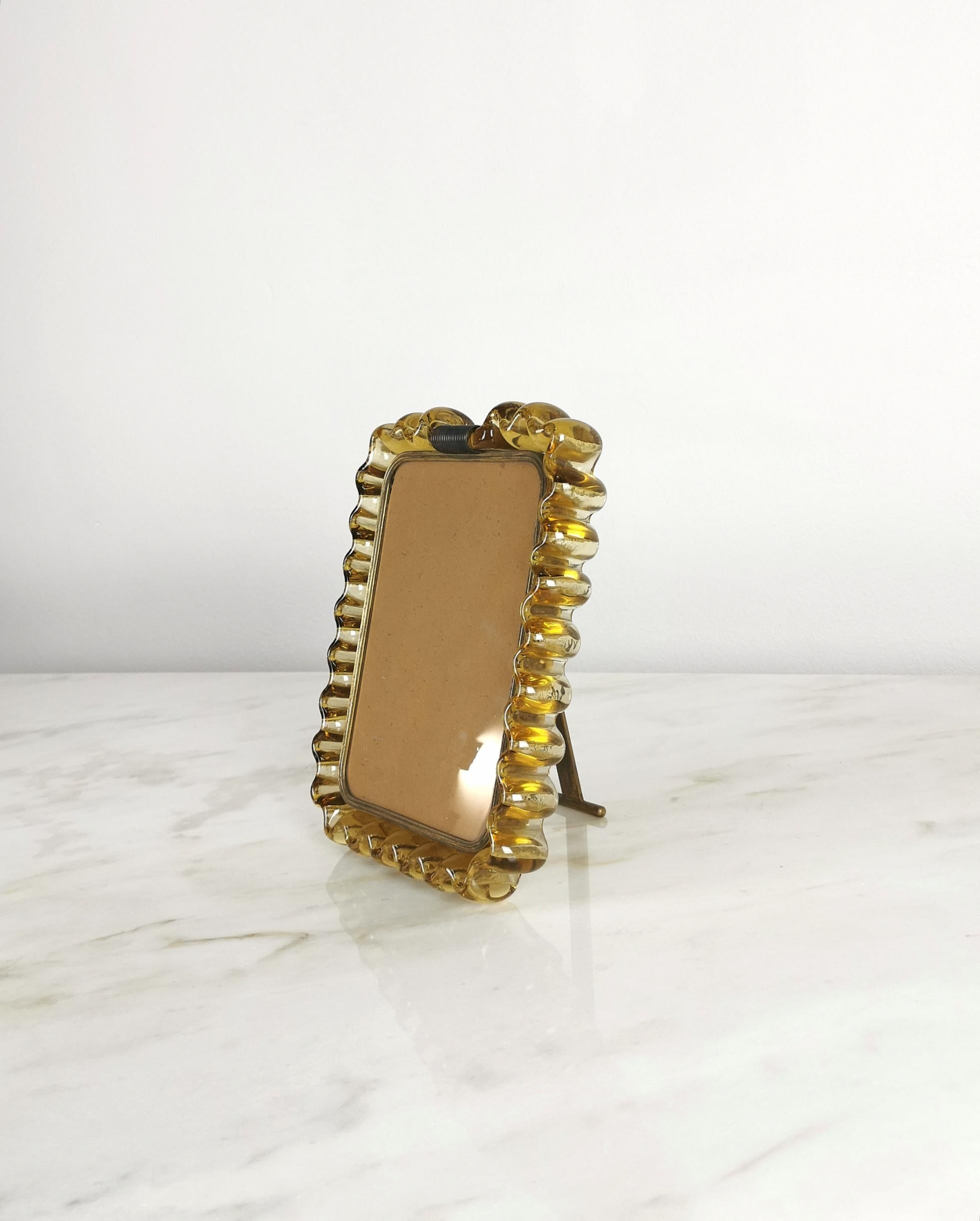 Picture Frame Murano Glass Brass Venini Decorative Object Midcentury Italy 1940s 3