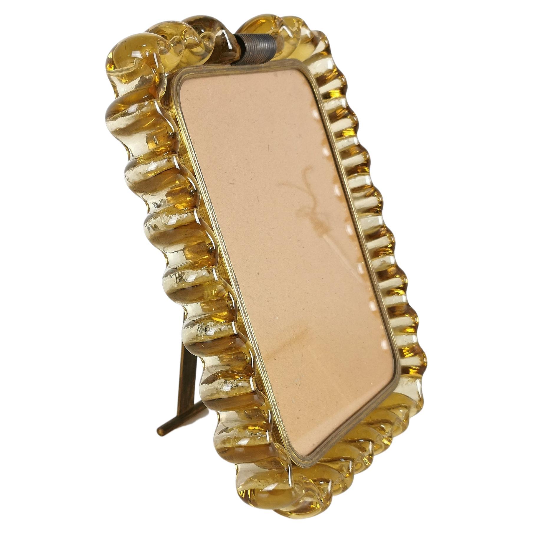 Picture Frame Murano Glass Brass Venini Decorative Object Midcentury Italy 1940s