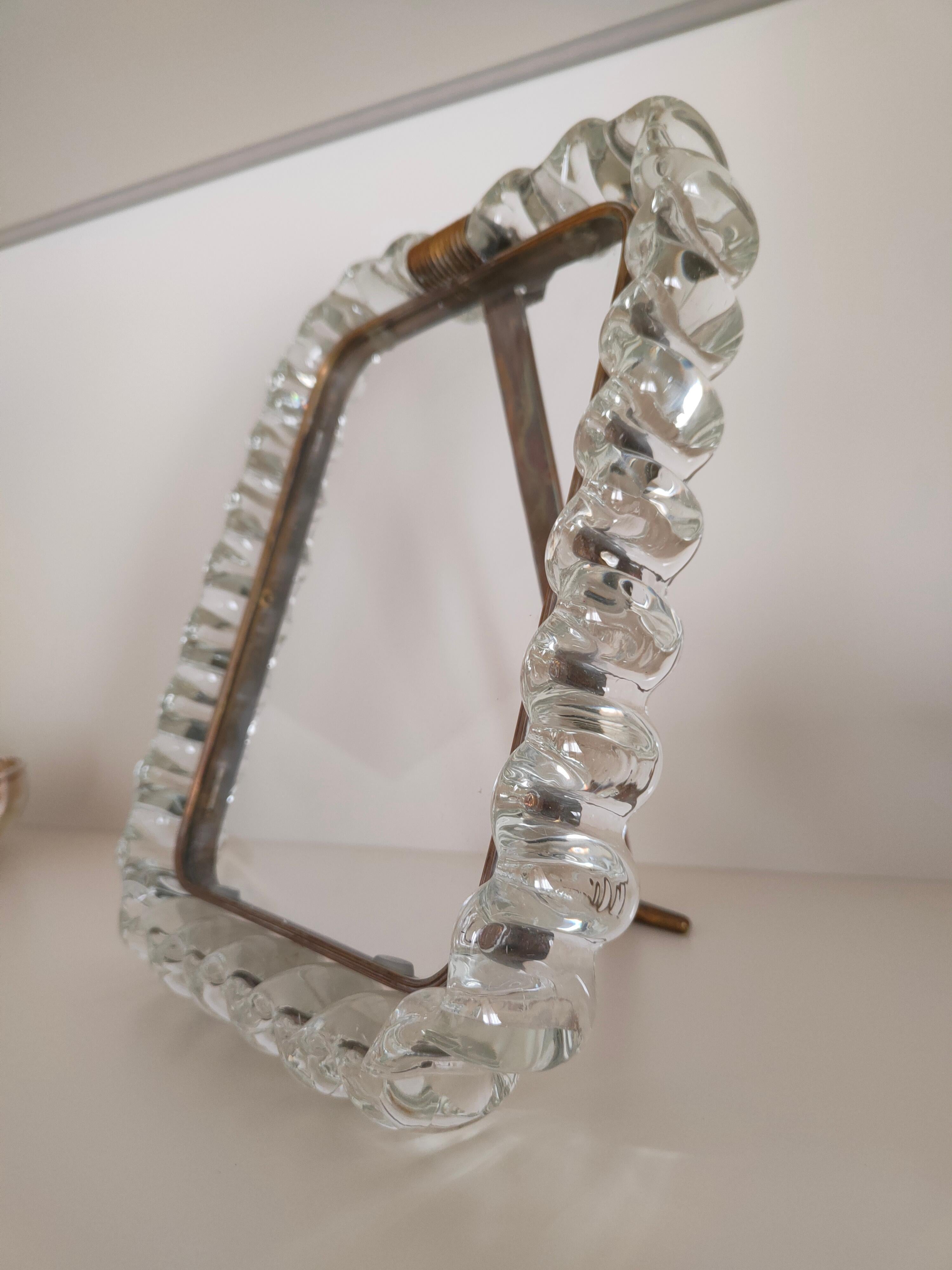 Mid-Century Modern Picture Frame Ondulato Glass Design Carlo Scarpa for Venini 1940 Signed