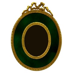 Picture Frame Oval Emerald Green enamel and hand-carved Salimbeni