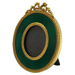 Picture Frame Oval Emerald Green enamel and hand-carved Salimbeni
